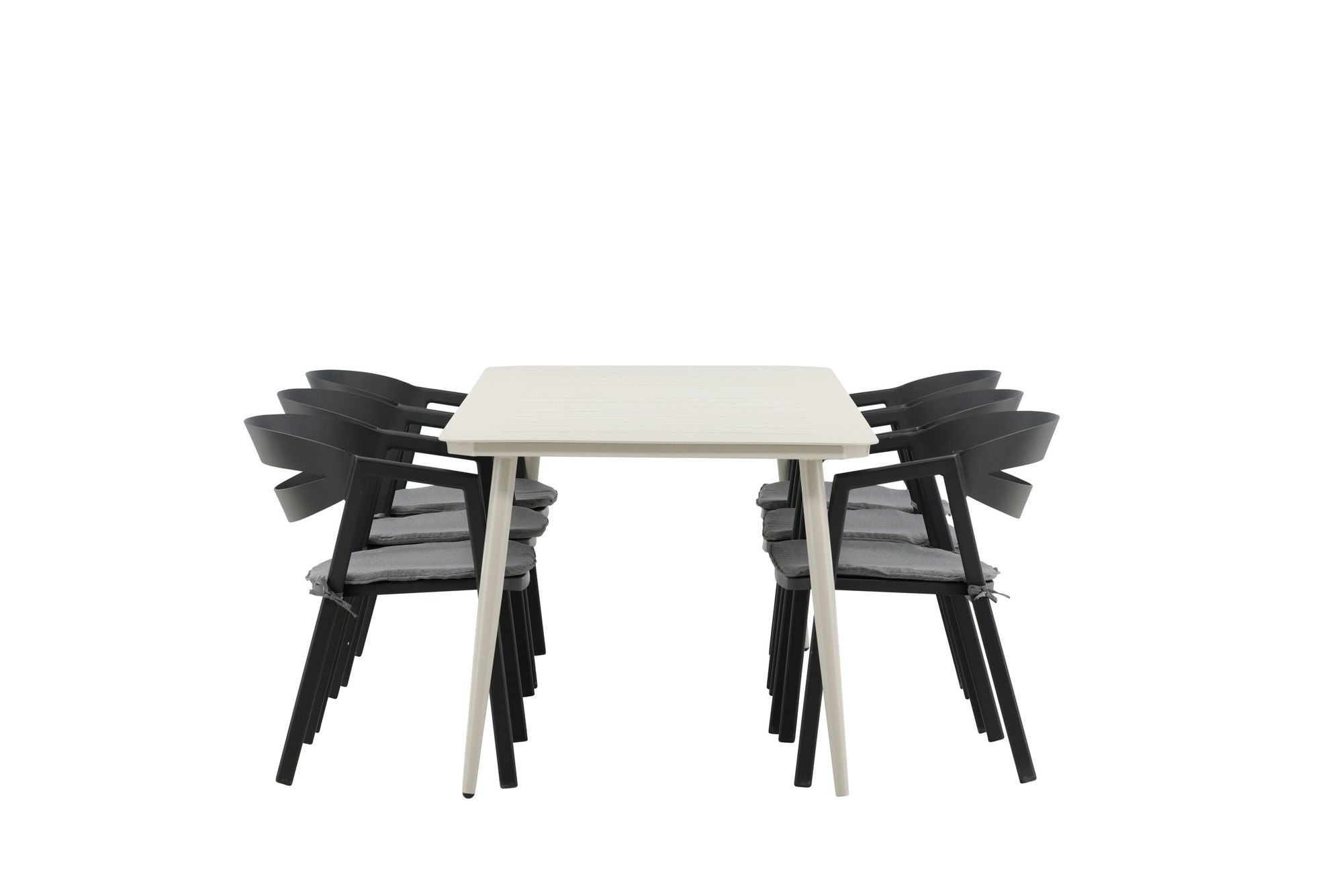 Venture Home Lina spisebord - Beige - 200*90 _1+ Slit - Spisebordsstol inc Cushion- Black /Grey - Aluminium - _6