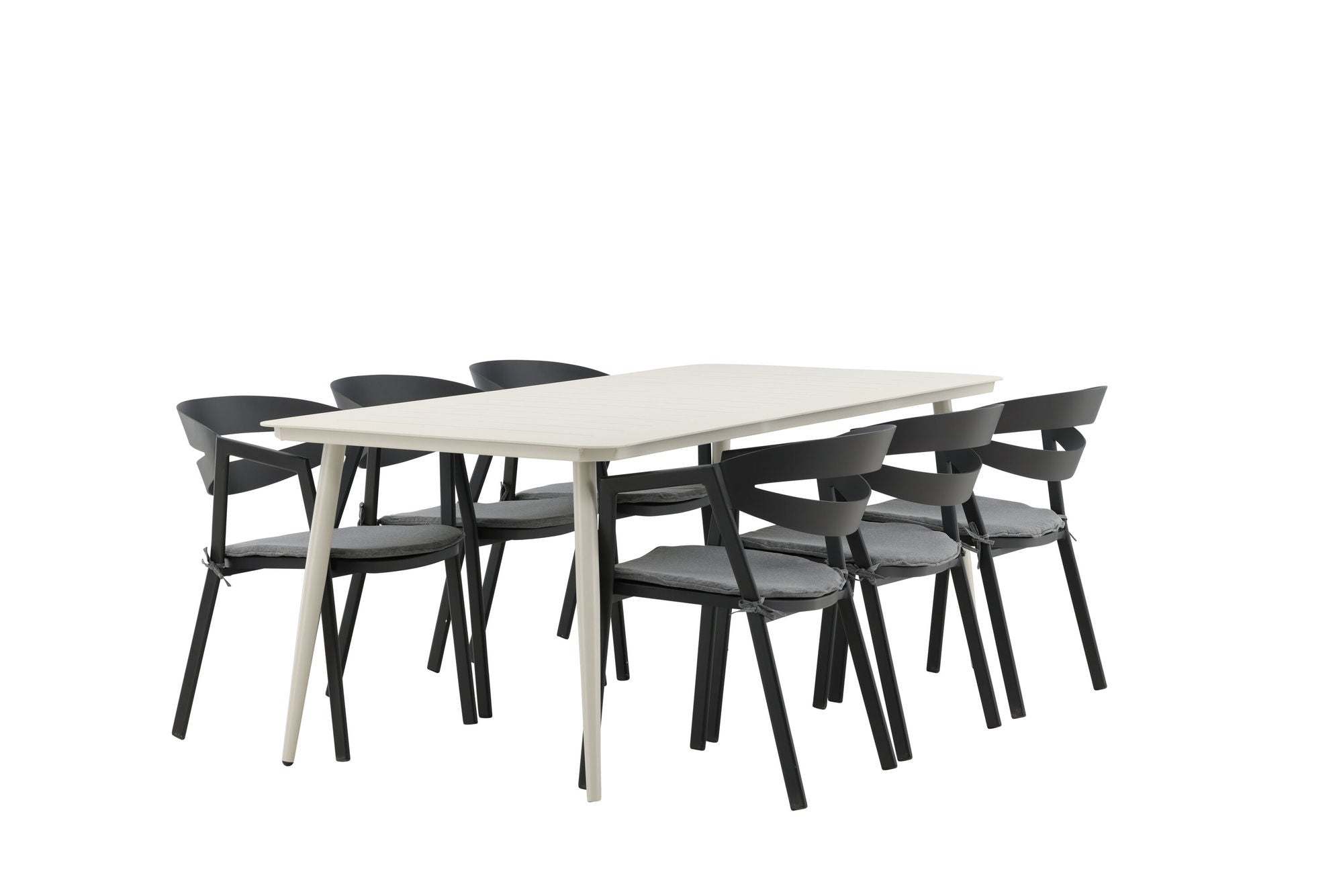 Venture Home Lina spisebord - Beige - 200*90 _1+ Slit - Spisebordsstol inc Cushion- Black /Grey - Aluminium - _6