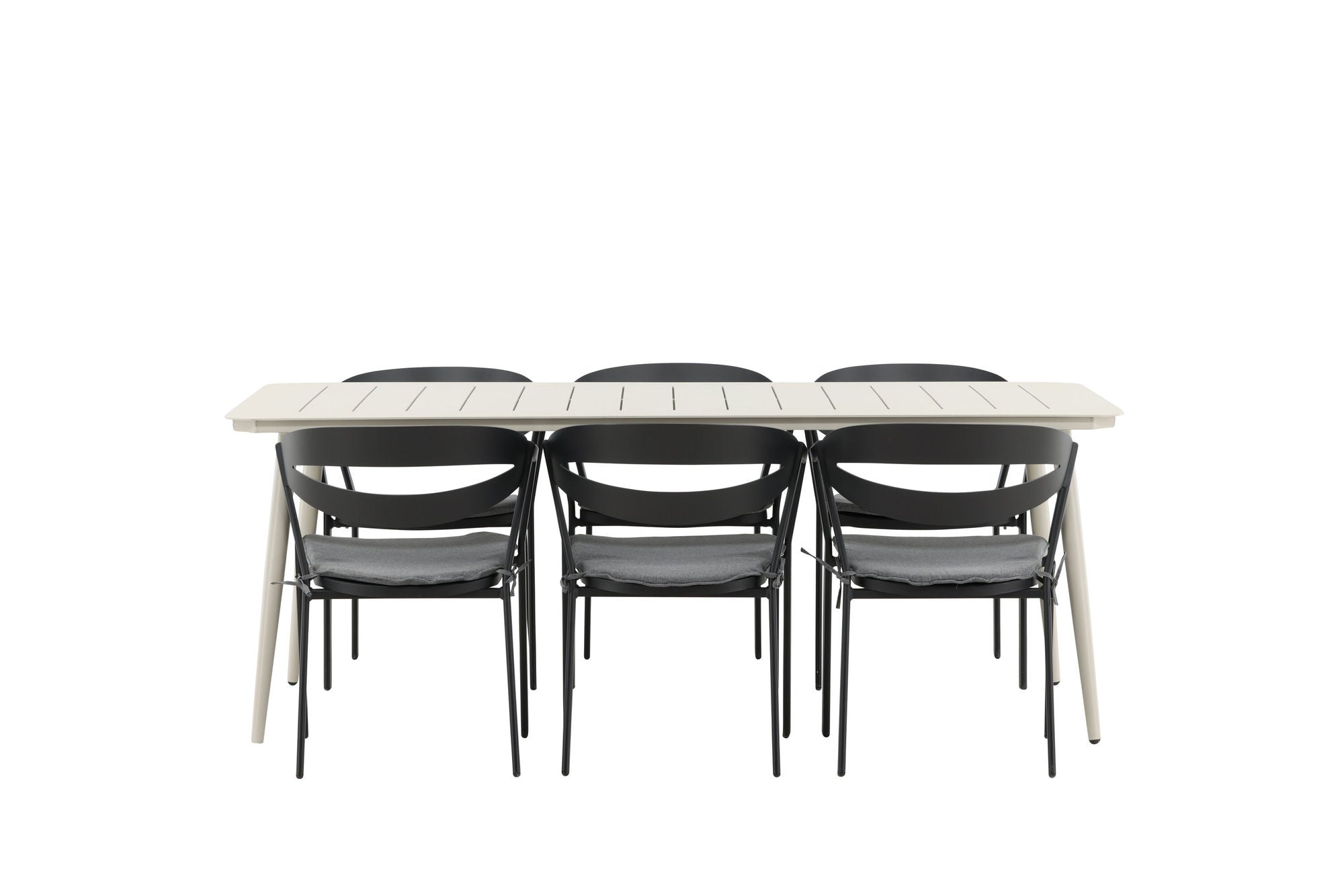 Venture Home Lina spisebord - Beige - 200*90 _1+ Slit - Spisebordsstol inc Cushion- Black /Grey - Aluminium - _6
