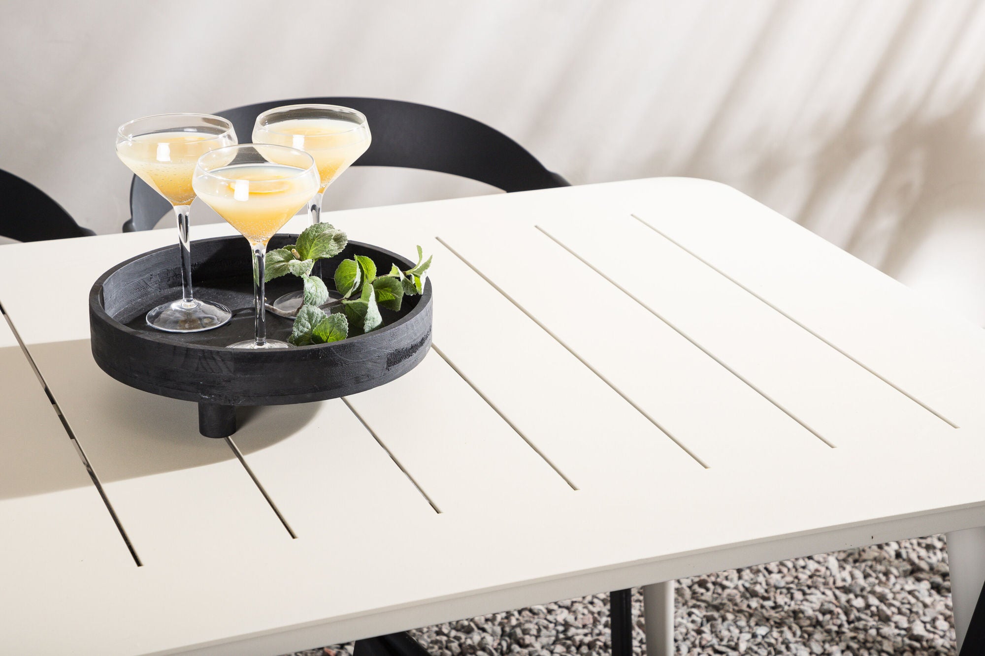 Venture Home Lina spisebord - Beige - 200*90 _1+ Slit - Spisebordsstol inc Cushion- Black /Grey - Aluminium - _6