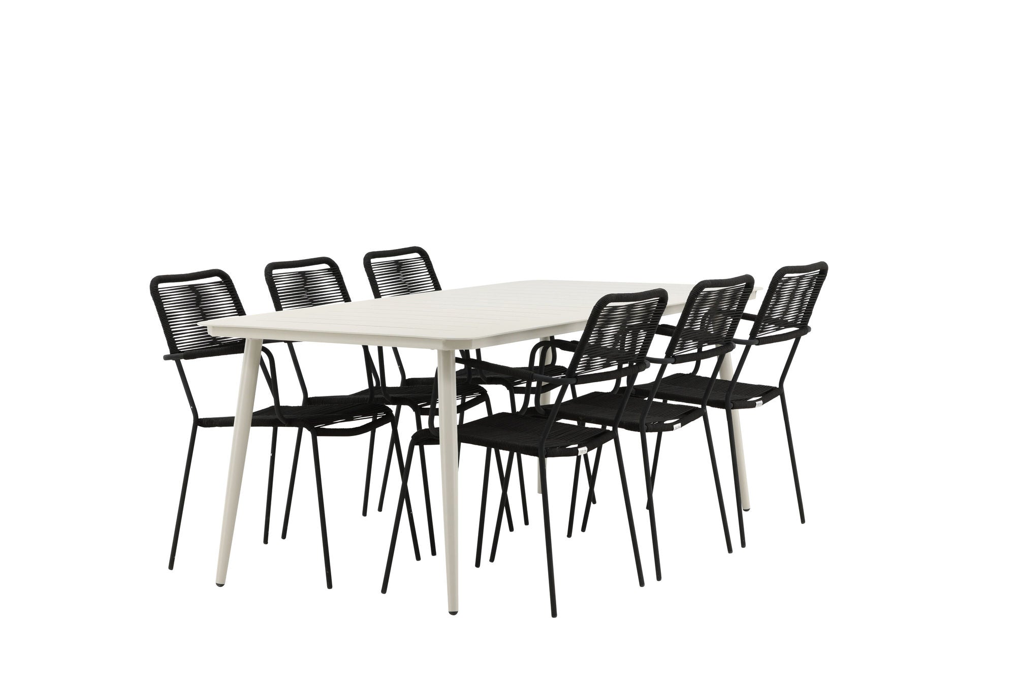 Venture Home Lina spisebord - Beige - 200*90 _1+ Lindos Armchair - Black Alu / Black Rope _6