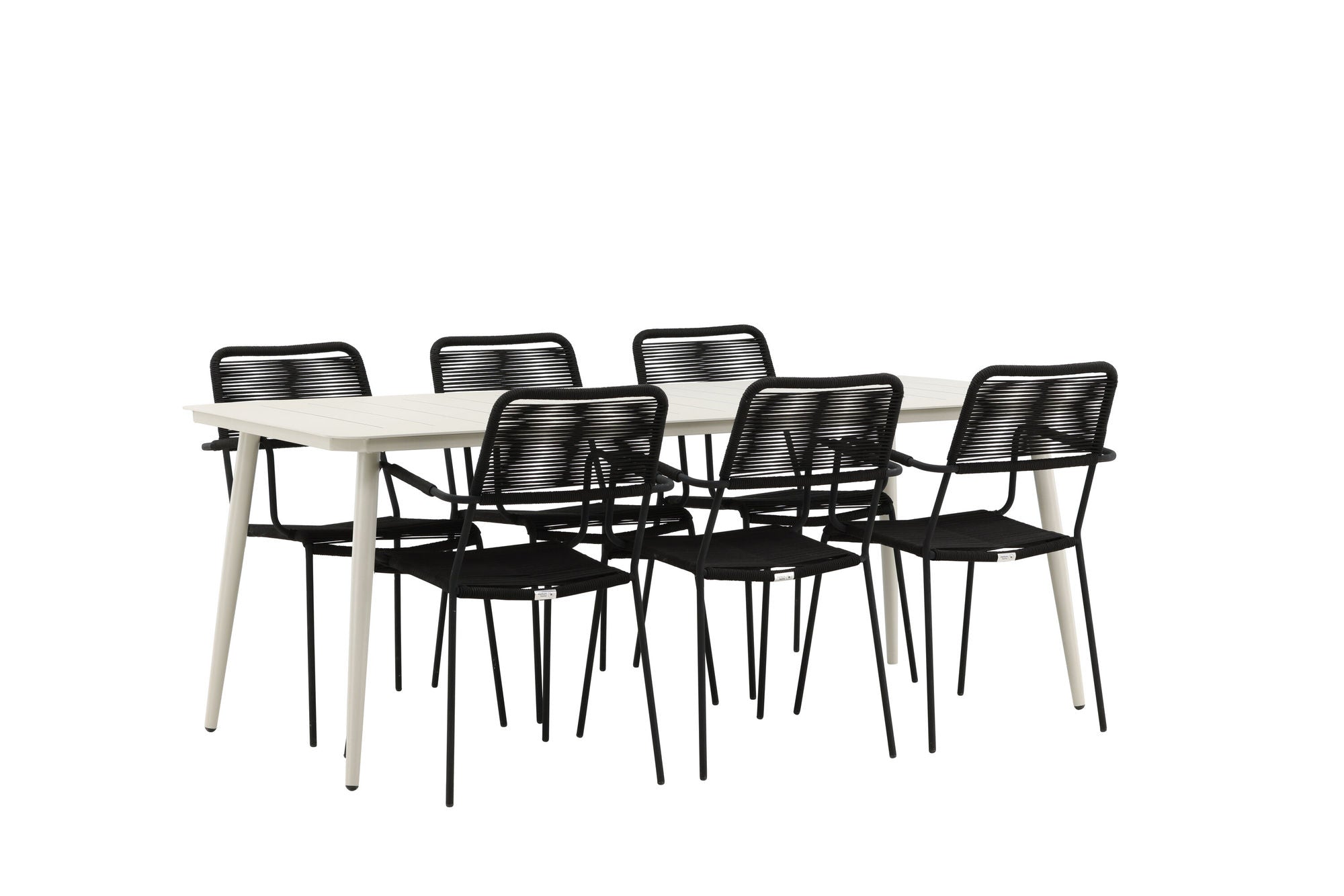 Venture Home Lina spisebord - Beige - 200*90 _1+ Lindos Armchair - Black Alu / Black Rope _6