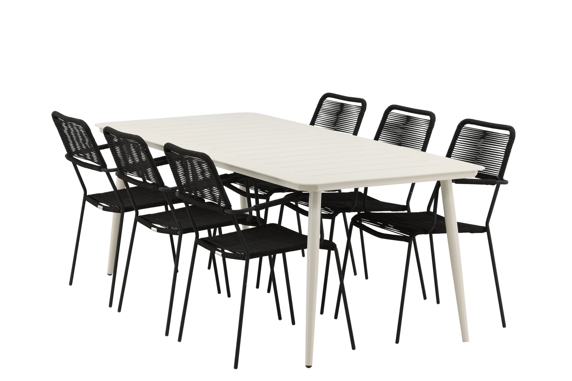 Venture Home Lina spisebord - Beige - 200*90 _1+ Lindos Armchair - Black Alu / Black Rope _6