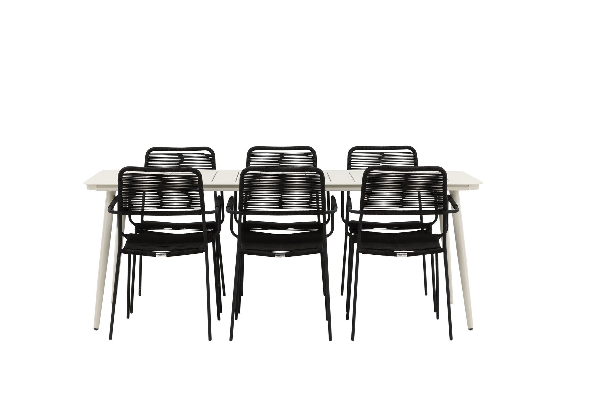 Venture Home Lina spisebord - Beige - 200*90 _1+ Lindos Armchair - Black Alu / Black Rope _6