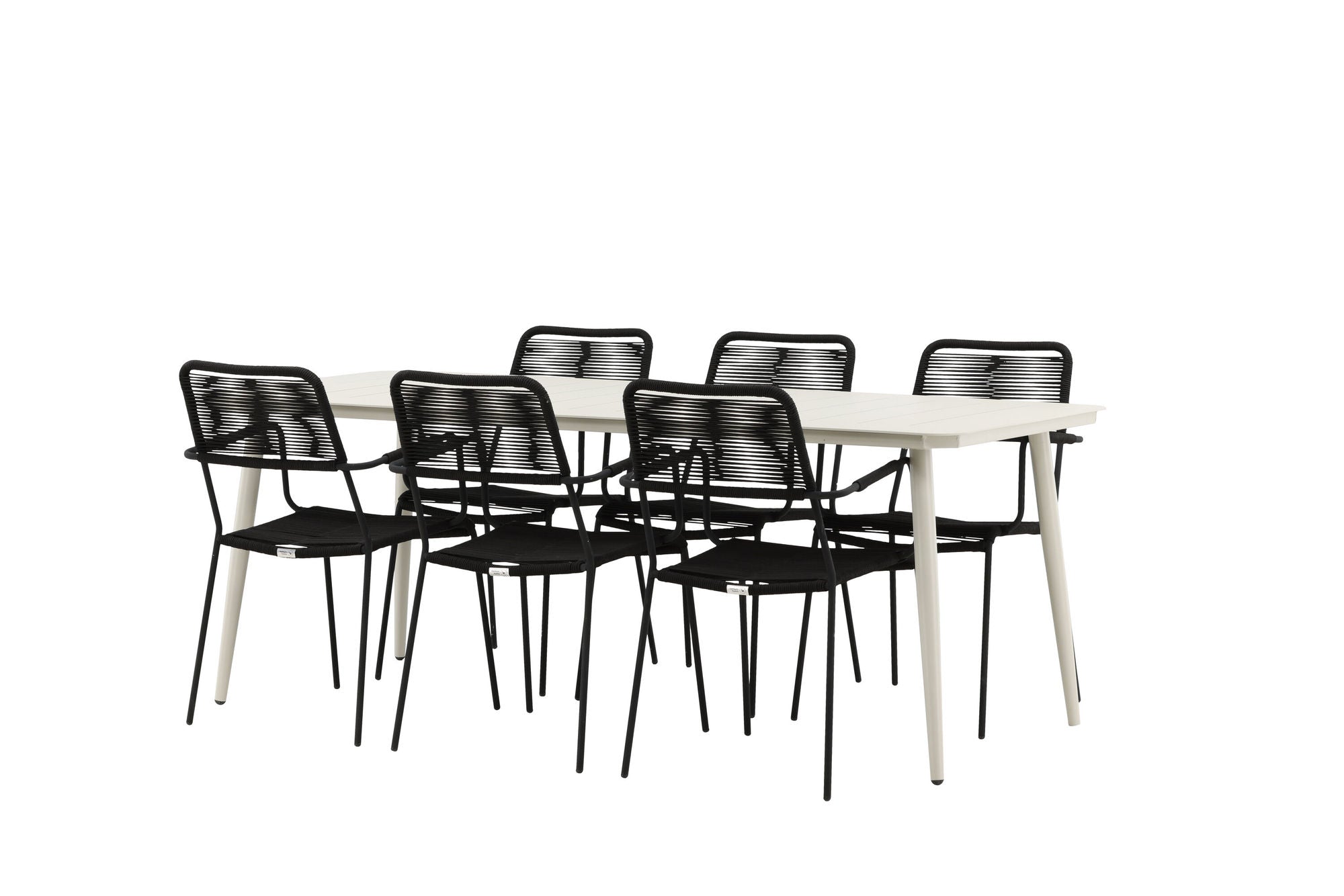 Venture Home Lina spisebord - Beige - 200*90 _1+ Lindos Armchair - Black Alu / Black Rope _6