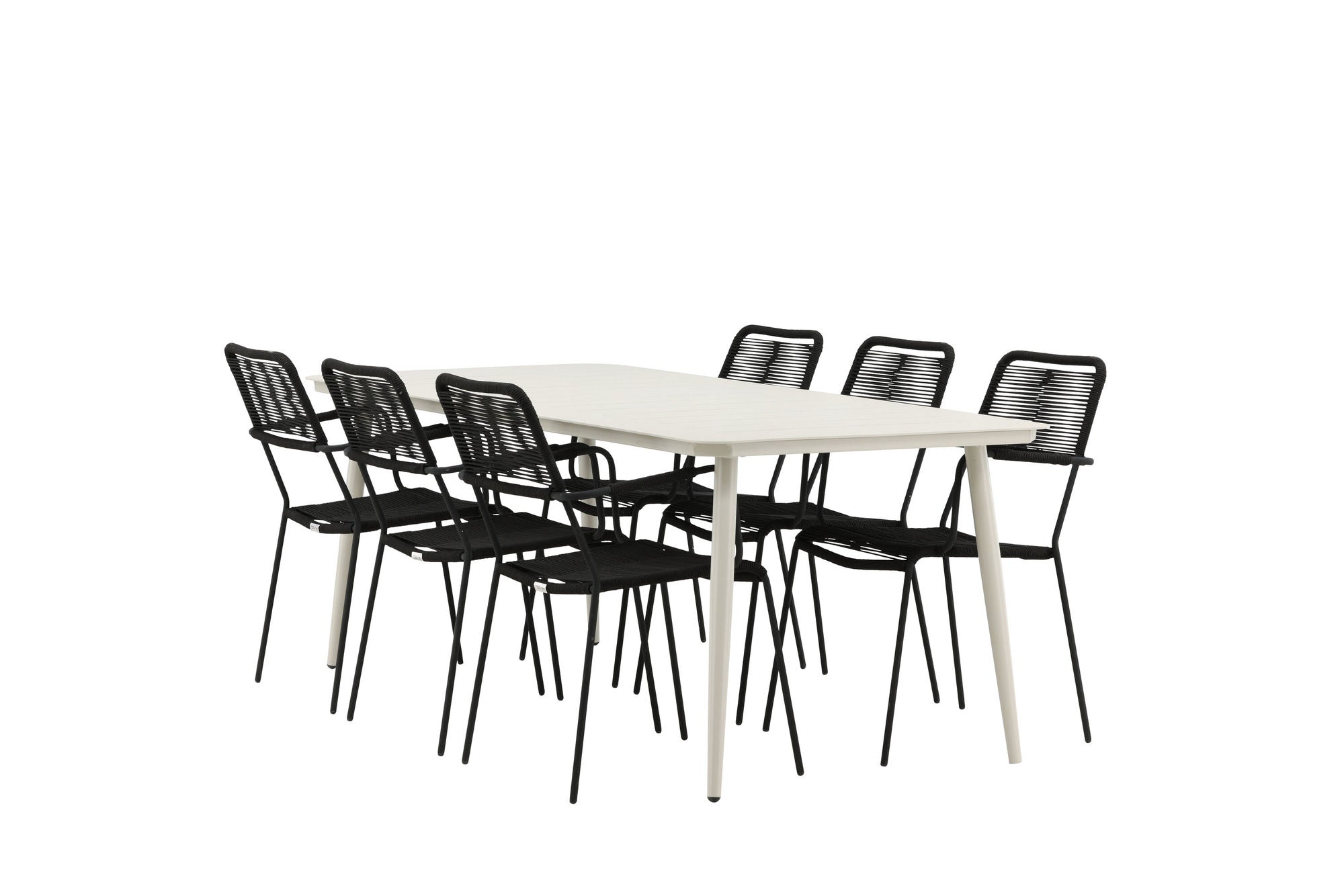Venture Home Lina spisebord - Beige - 200*90 _1+ Lindos Armchair - Black Alu / Black Rope _6