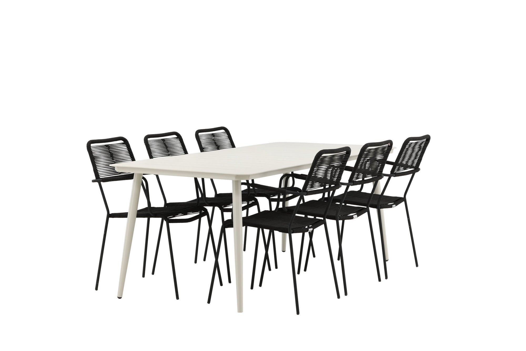 Venture Home Lina spisebord - Beige - 200*90 _1+ Lindos Armchair - Black Alu / Black Rope _6