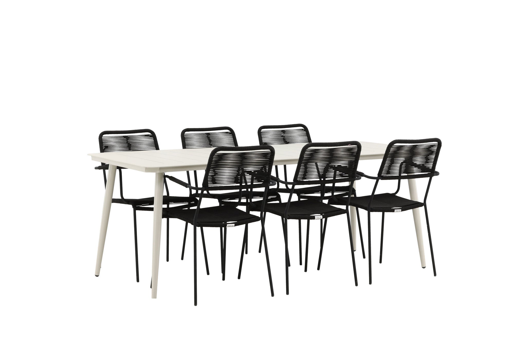 Venture Home Lina spisebord - Beige - 200*90 _1+ Lindos Armchair - Black Alu / Black Rope _6