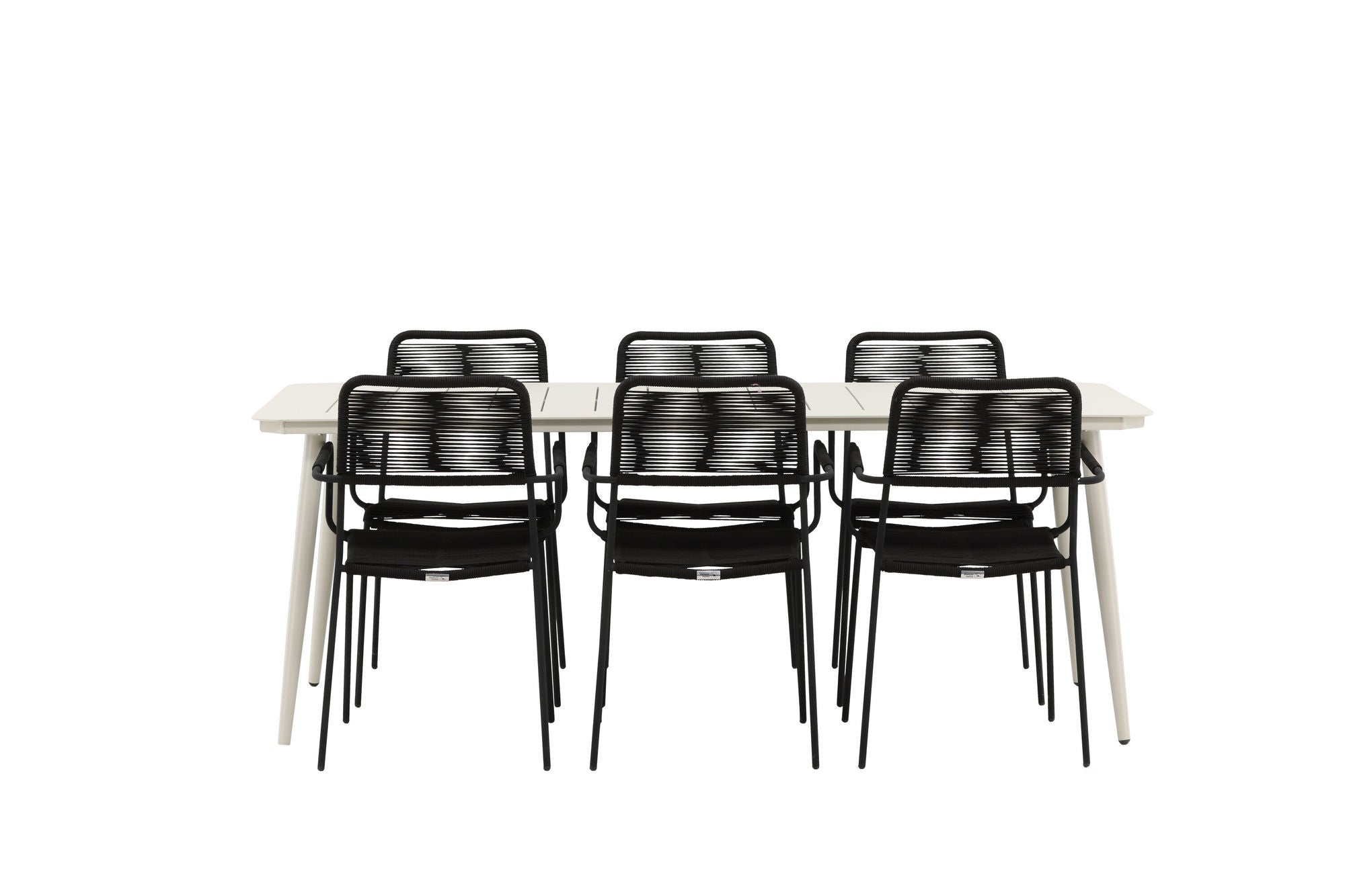Venture Home Lina spisebord - Beige - 200*90 _1+ Lindos Armchair - Black Alu / Black Rope _6