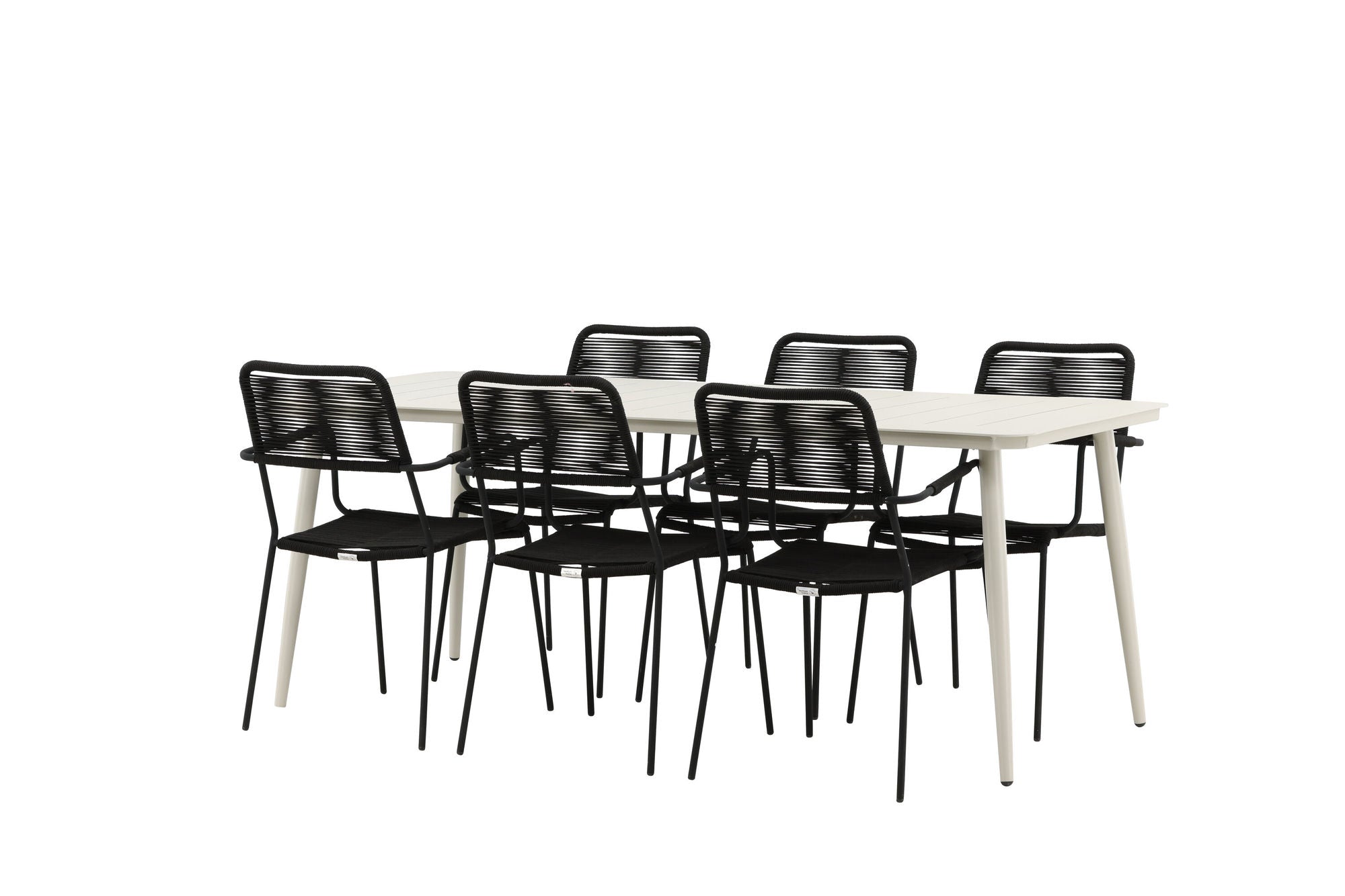Venture Home Lina spisebord - Beige - 200*90 _1+ Lindos Armchair - Black Alu / Black Rope _6