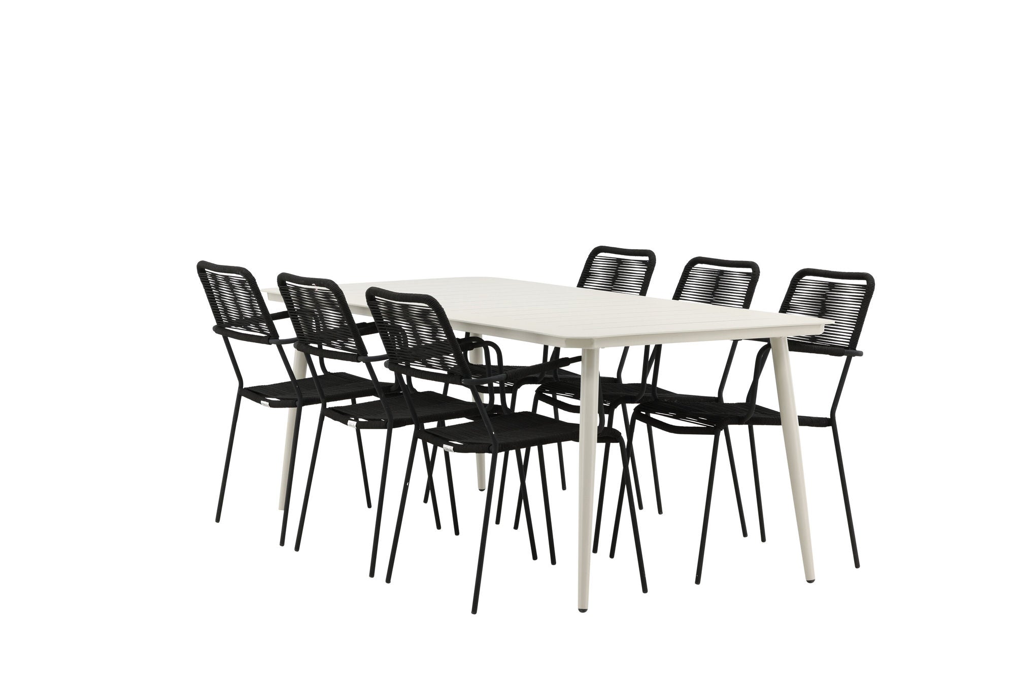 Venture Home Lina spisebord - Beige - 200*90 _1+ Lindos Armchair - Black Alu / Black Rope _6
