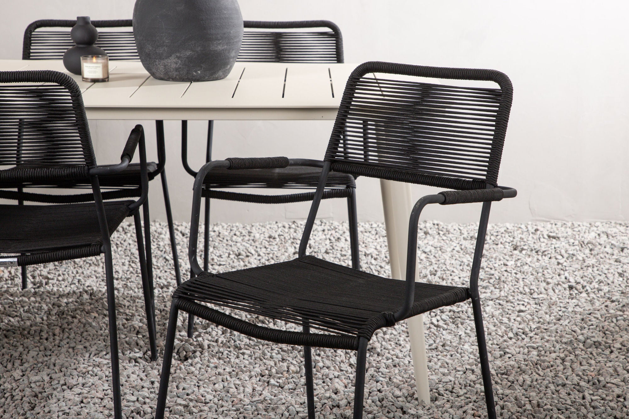 Venture Home Lina spisebord - Beige - 200*90 _1+ Lindos Armchair - Black Alu / Black Rope _6
