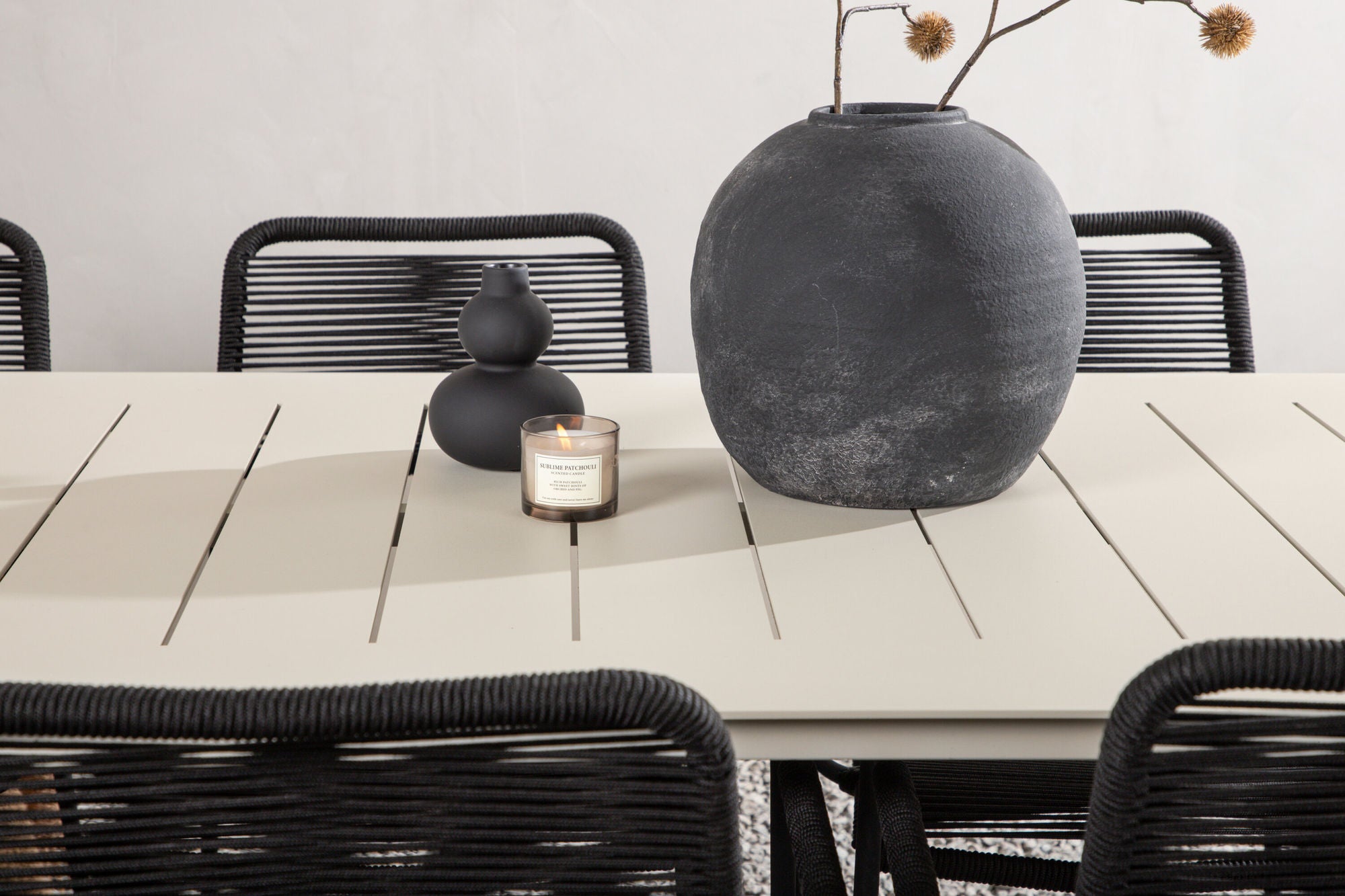 Venture Home Lina spisebord - Beige - 200*90 _1+ Lindos Armchair - Black Alu / Black Rope _6