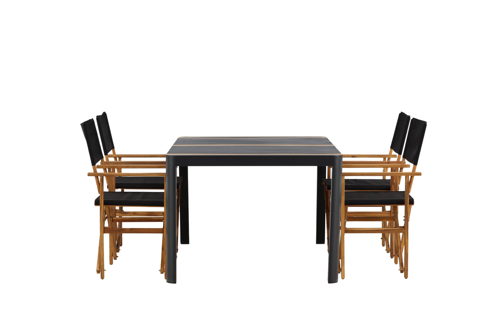 Venture Home Togo - spisebord- Black / Teak - Allu / Teak - 150*100 _1+ Marion - Editors stol- Nature / Black - Acacia - _4