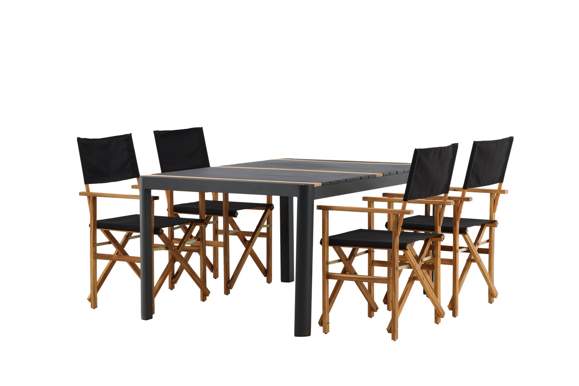 Venture Home Togo - spisebord- Black / Teak - Allu / Teak - 150*100 _1+ Marion - Editors stol- Nature / Black - Acacia - _4