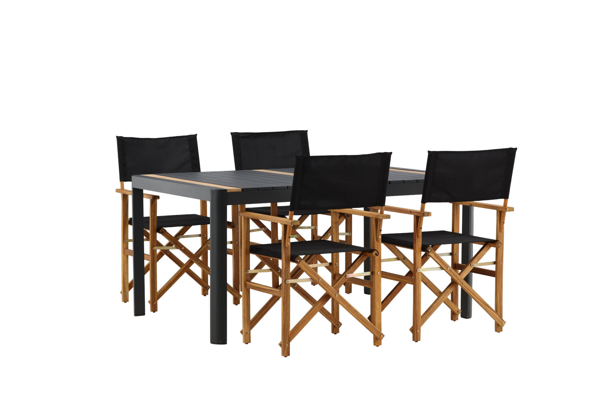 Venture Home Togo - spisebord- Black / Teak - Allu / Teak - 150*100 _1+ Marion - Editors stol- Nature / Black - Acacia - _4