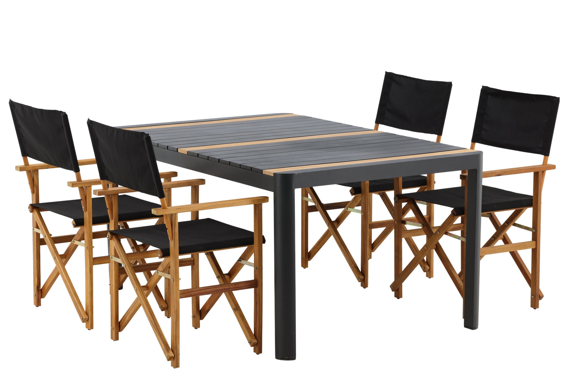 Venture Home Togo - spisebord- Black / Teak - Allu / Teak - 150*100 _1+ Marion - Editors stol- Nature / Black - Acacia - _4