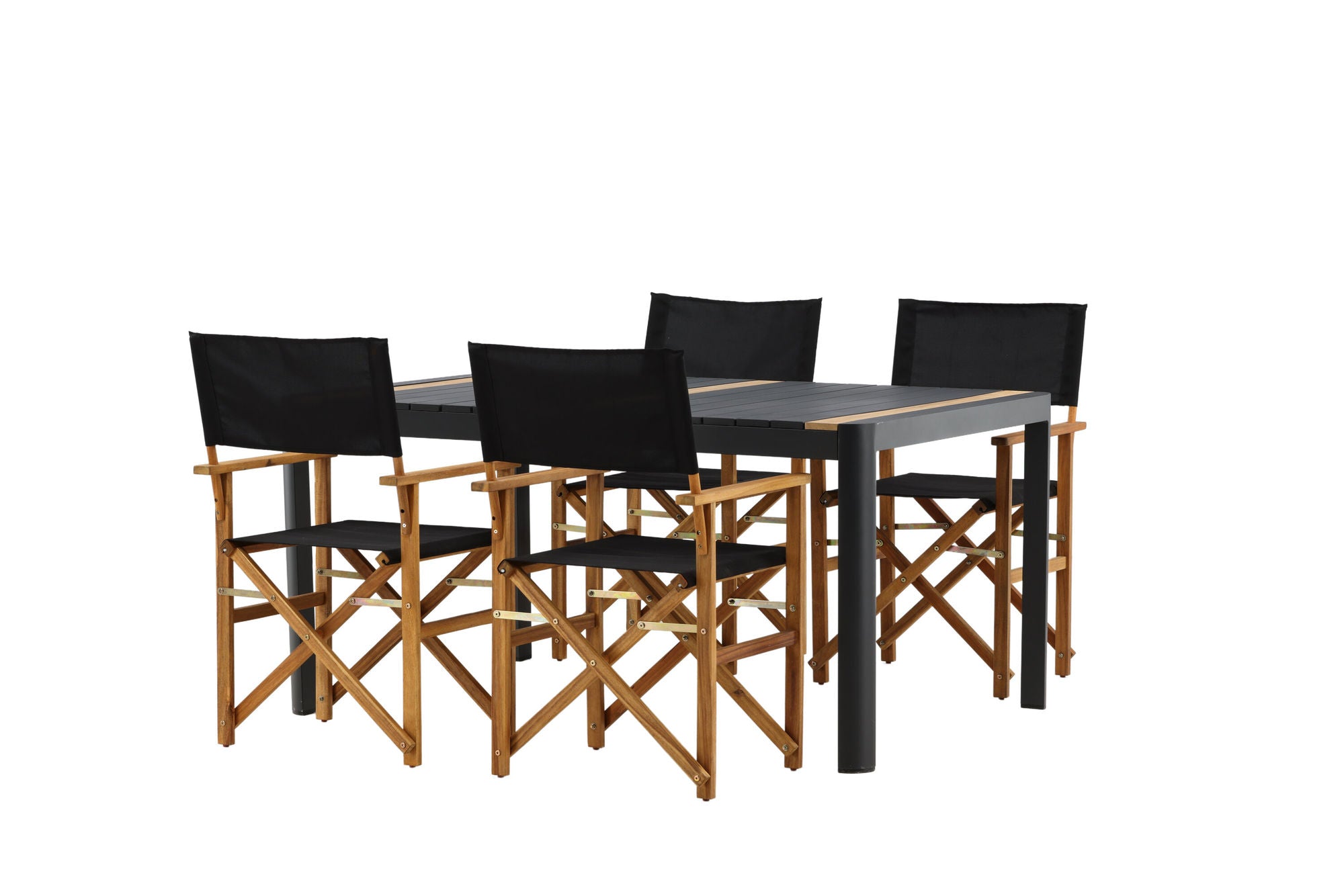 Venture Home Togo - spisebord- Black / Teak - Allu / Teak - 150*100 _1+ Marion - Editors stol- Nature / Black - Acacia - _4