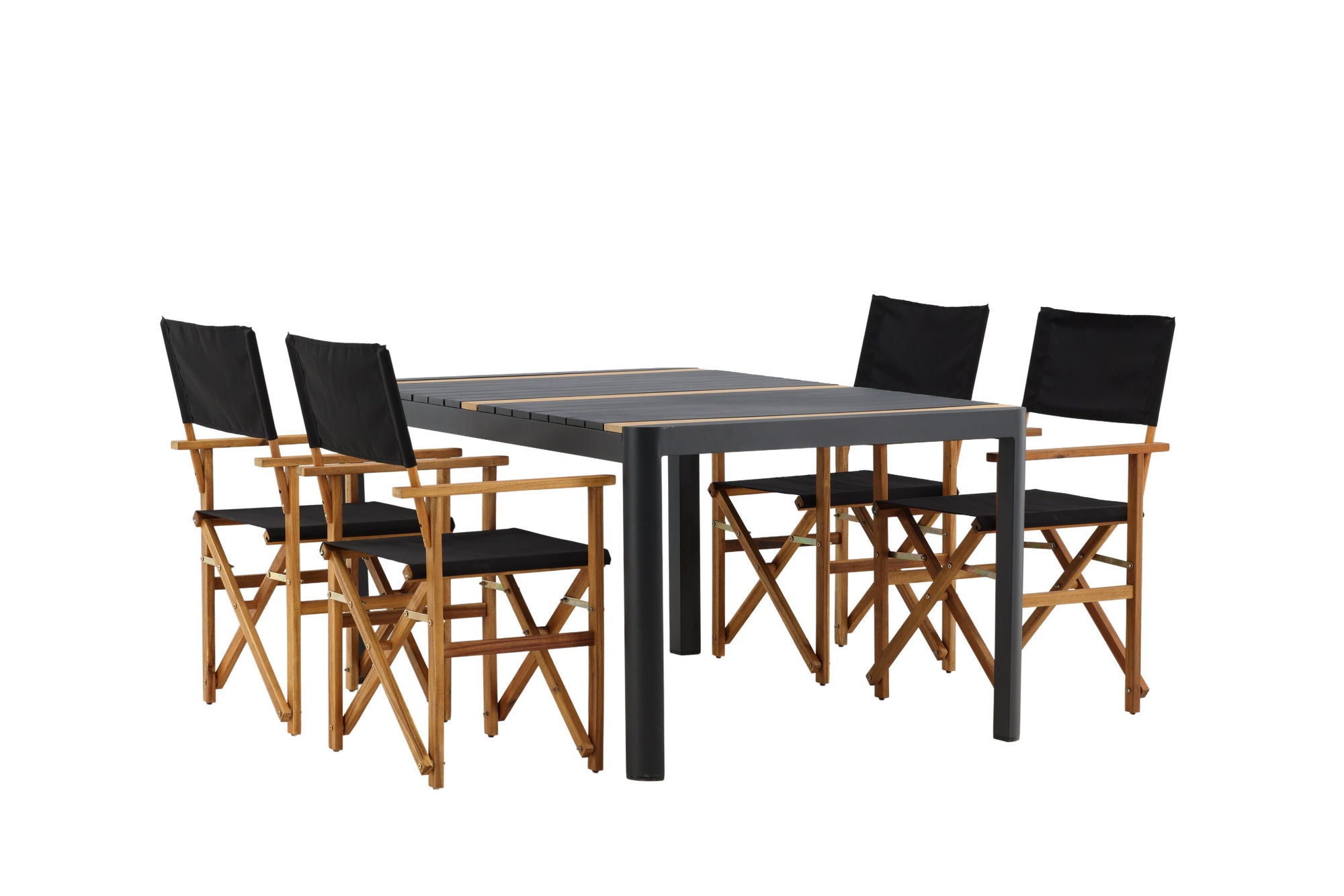 Venture Home Togo - spisebord- Black / Teak - Allu / Teak - 150*100 _1+ Marion - Editors stol- Nature / Black - Acacia - _4