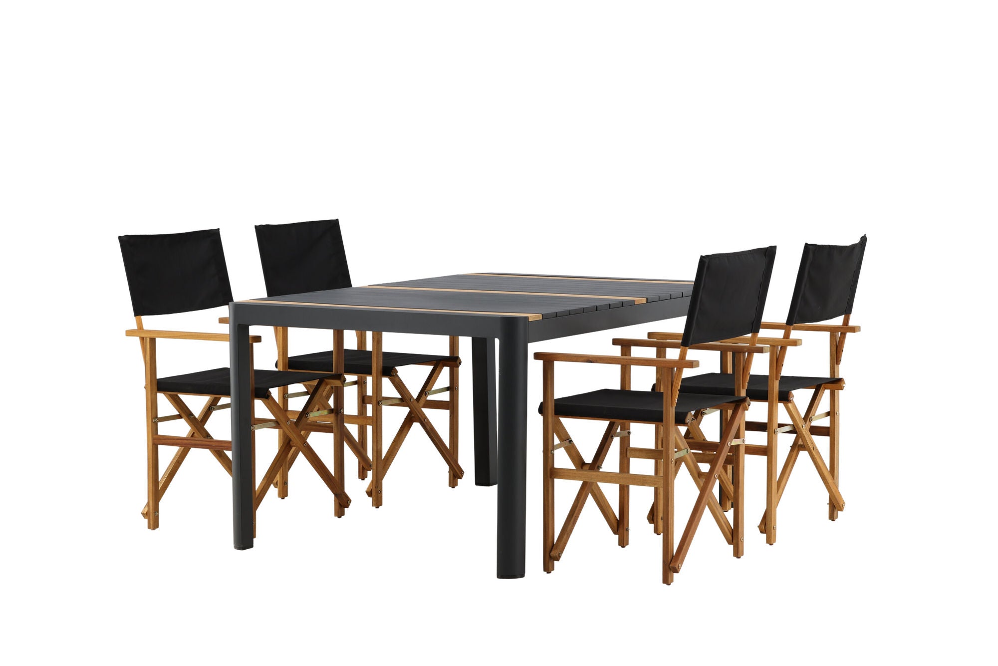 Venture Home Togo - spisebord- Black / Teak - Allu / Teak - 150*100 _1+ Marion - Editors stol- Nature / Black - Acacia - _4