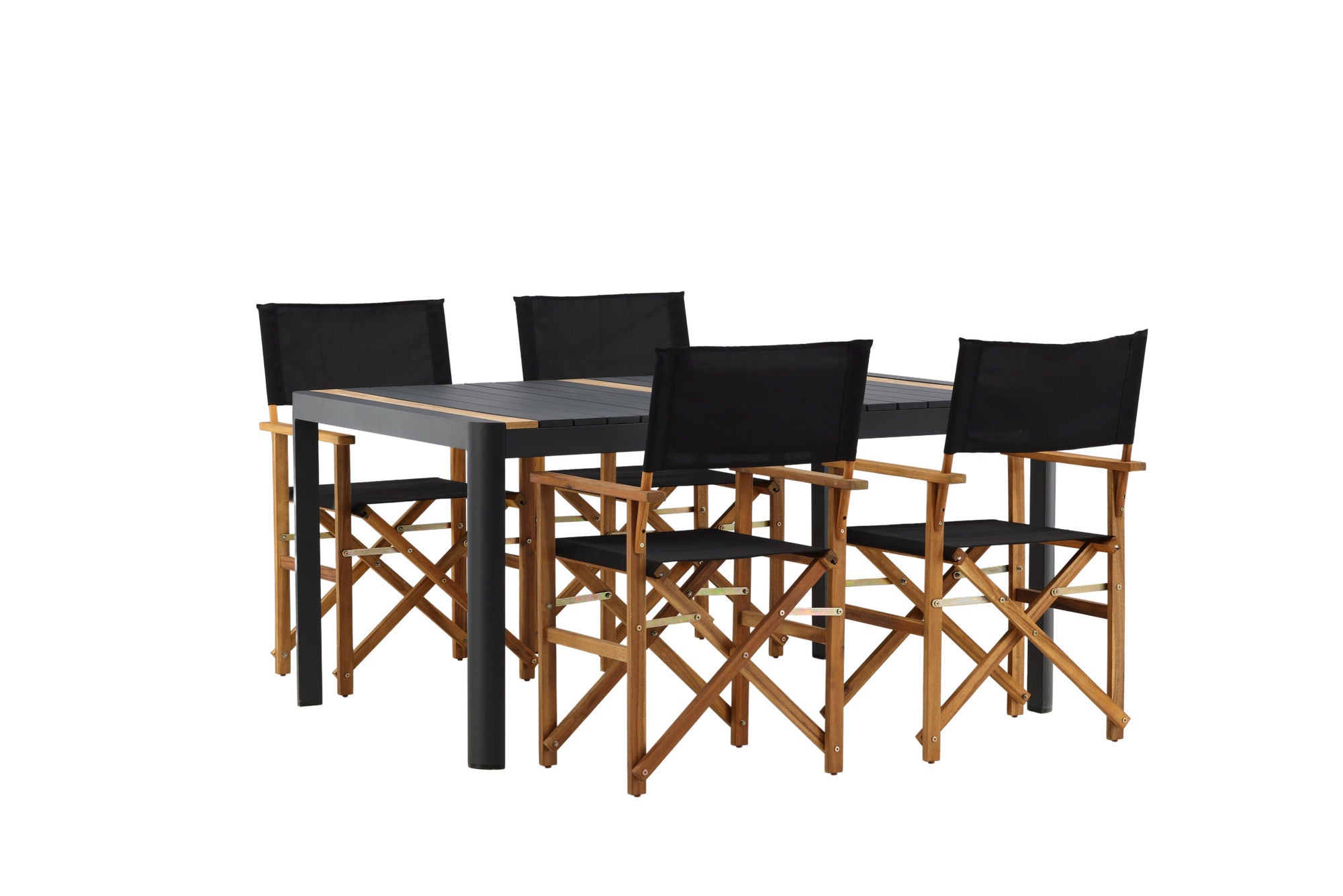 Venture Home Togo - spisebord- Black / Teak - Allu / Teak - 150*100 _1+ Marion - Editors stol- Nature / Black - Acacia - _4