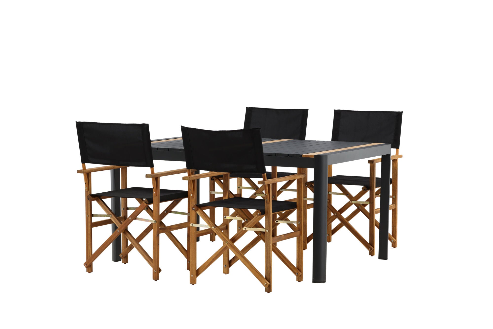 Venture Home Togo - spisebord- Black / Teak - Allu / Teak - 150*100 _1+ Marion - Editors stol- Nature / Black - Acacia - _4