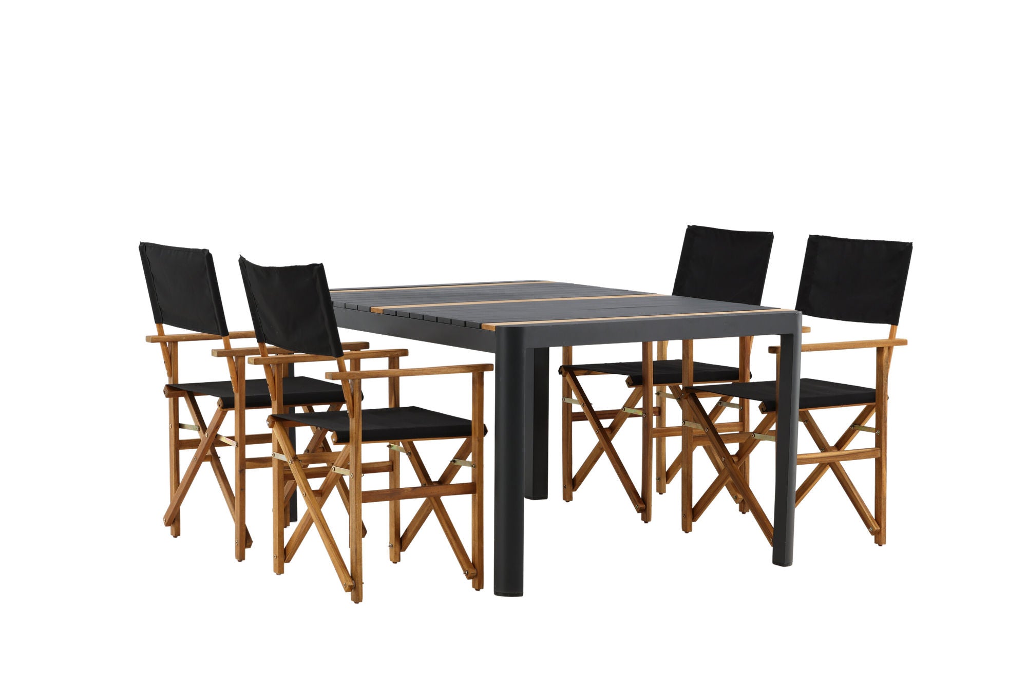 Venture Home Togo - spisebord- Black / Teak - Allu / Teak - 150*100 _1+ Marion - Editors stol- Nature / Black - Acacia - _4