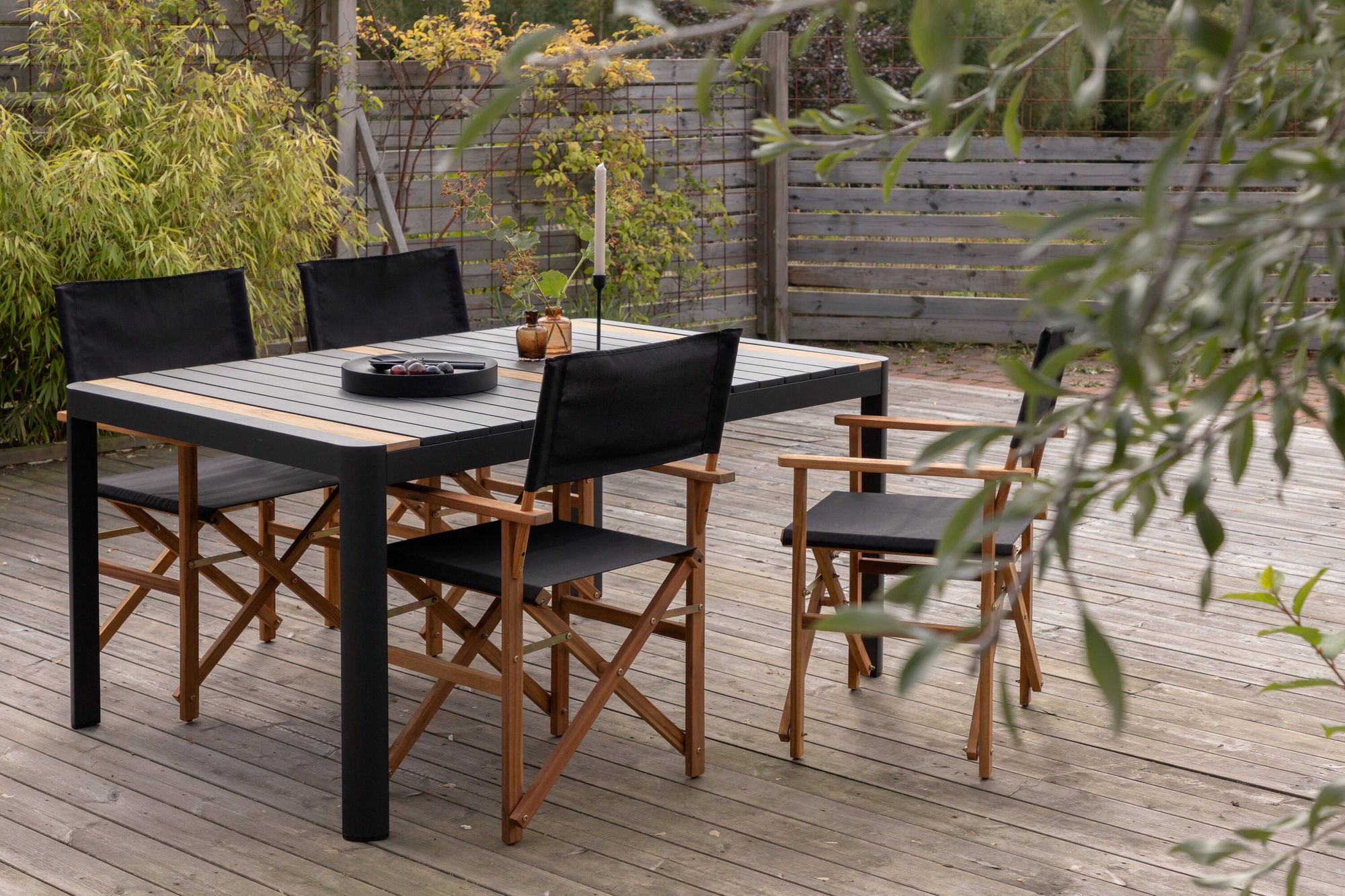 Venture Home Togo - spisebord- Black / Teak - Allu / Teak - 150*100 _1+ Marion - Editors stol- Nature / Black - Acacia - _4
