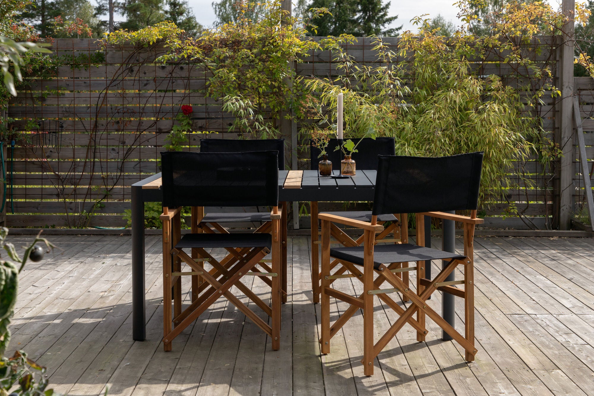 Venture Home Togo - spisebord- Black / Teak - Allu / Teak - 150*100 _1+ Marion - Editors stol- Nature / Black - Acacia - _4