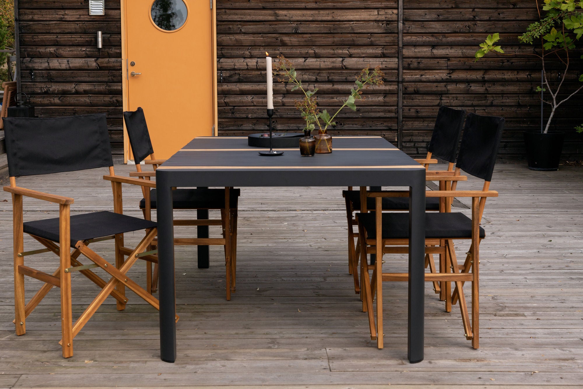Venture Home Togo - spisebord- Black / Teak - Allu / Teak - 150*100 _1+ Marion - Editors stol- Nature / Black - Acacia - _4