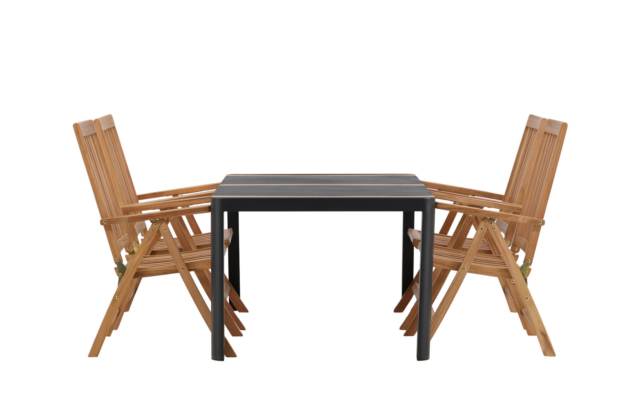 Venture Home Togo - spisebord- Black / Teak - Allu / Teak - 150*100 _1+ Kenya 5-position Folding stol - Teak _4