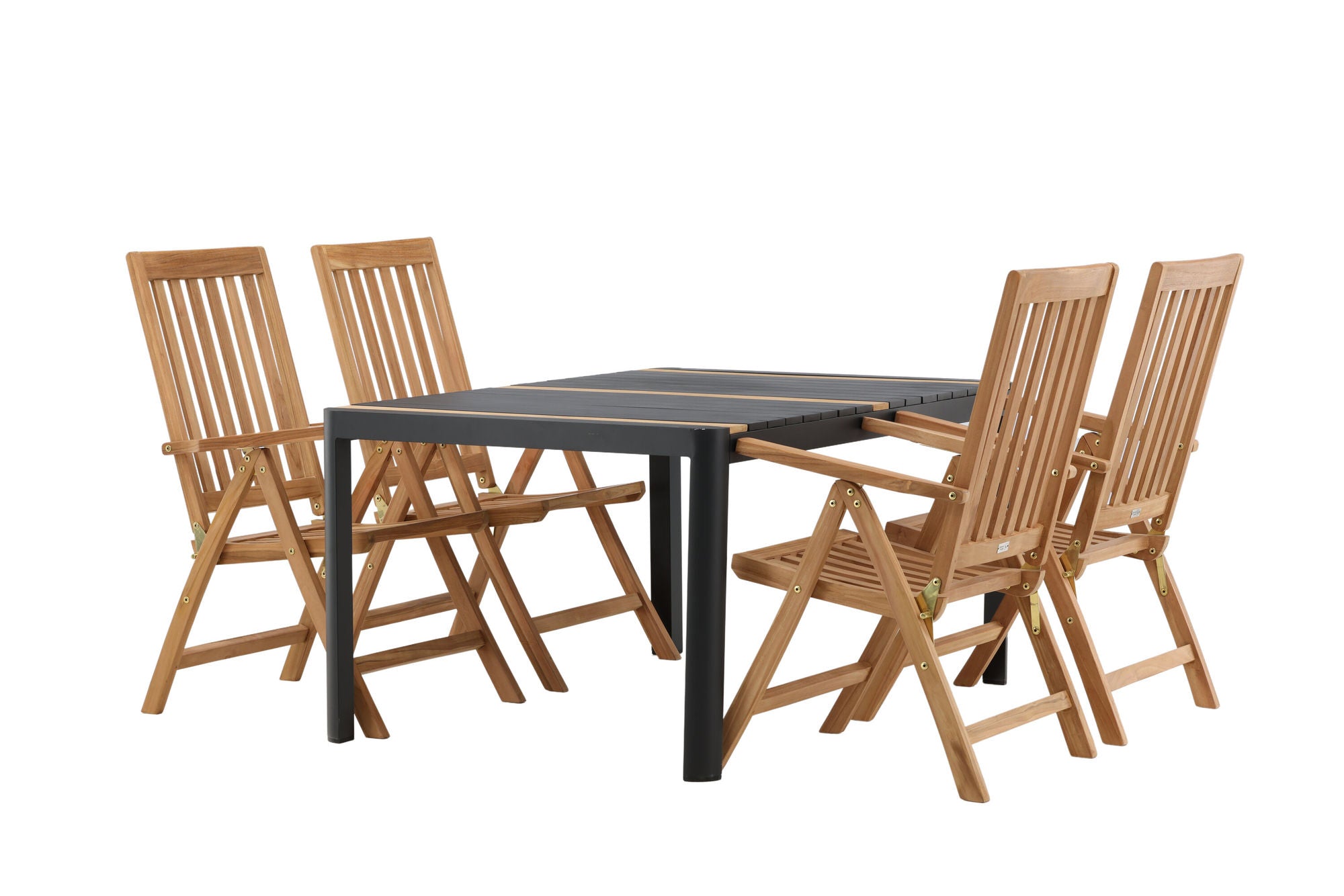 Venture Home Togo - spisebord- Black / Teak - Allu / Teak - 150*100 _1+ Kenya 5-position Folding stol - Teak _4