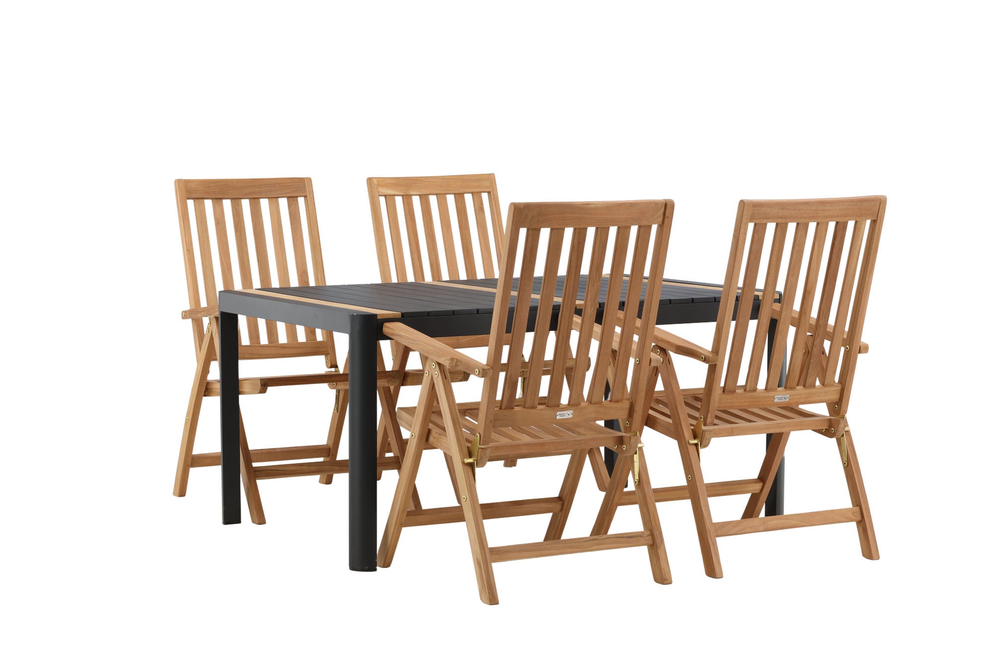 Venture Home Togo - spisebord- Black / Teak - Allu / Teak - 150*100 _1+ Kenya 5-position Folding stol - Teak _4