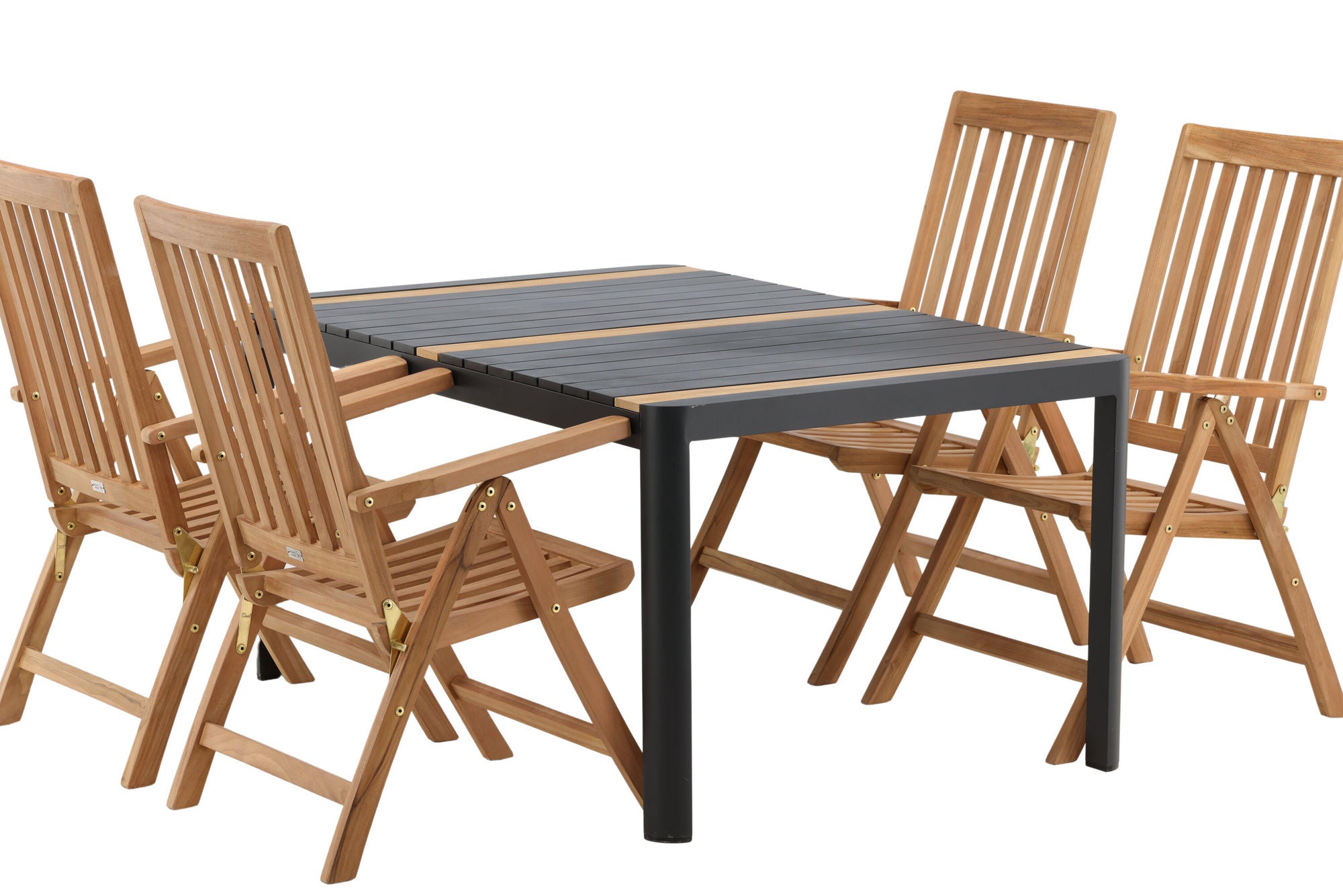Venture Home Togo - spisebord- Black / Teak - Allu / Teak - 150*100 _1+ Kenya 5-position Folding stol - Teak _4