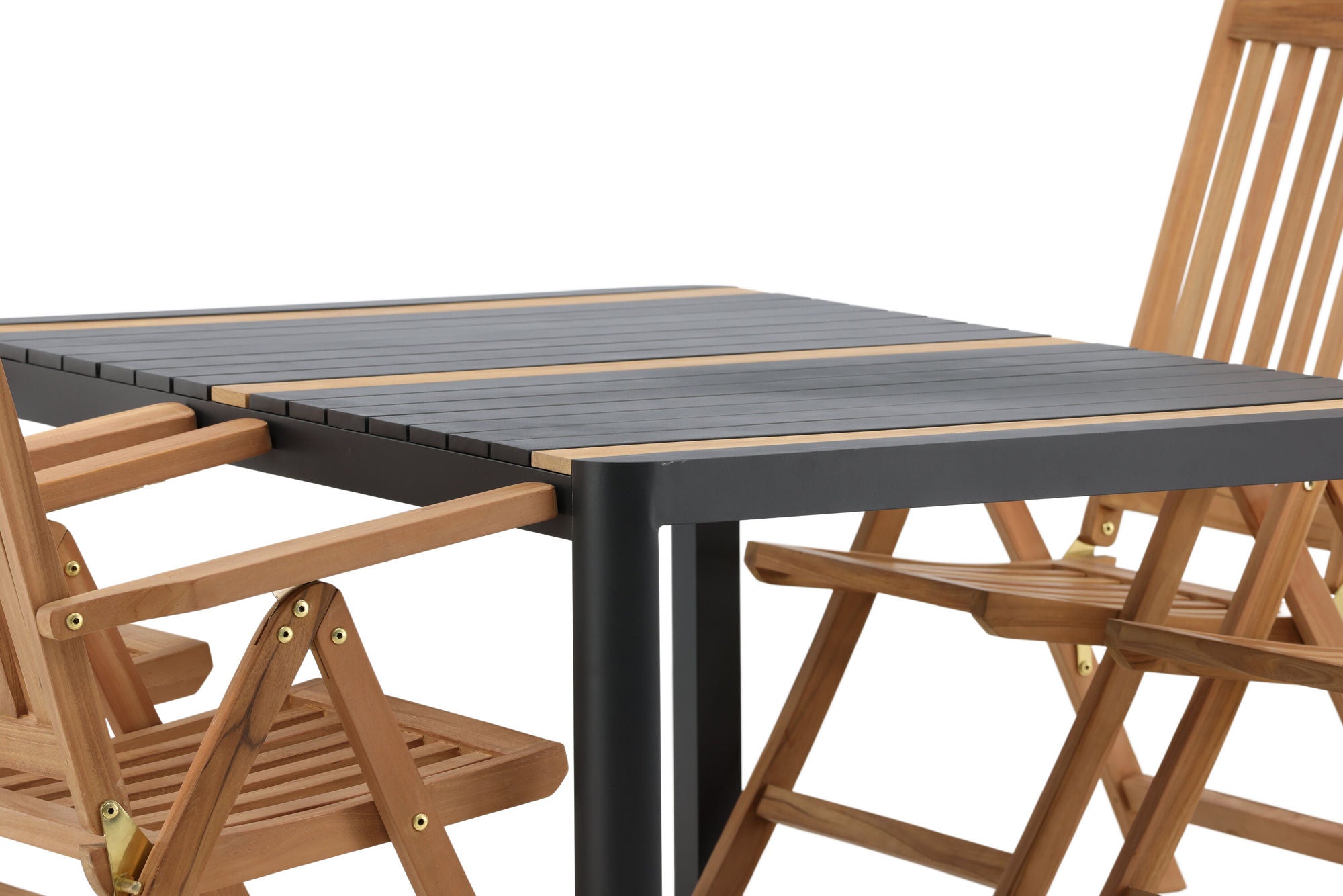 Venture Home Togo - spisebord- Black / Teak - Allu / Teak - 150*100 _1+ Kenya 5-position Folding stol - Teak _4