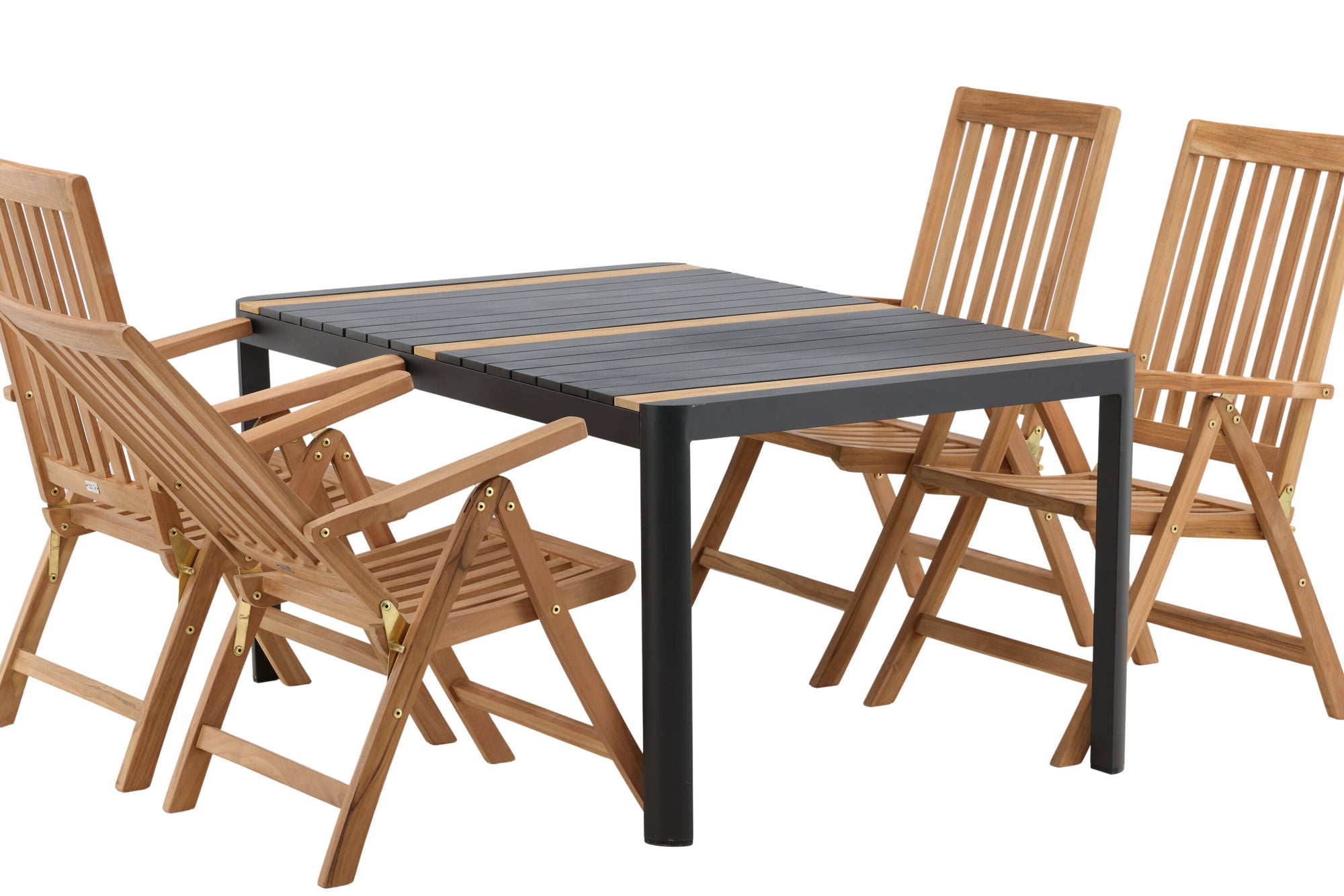 Venture Home Togo - spisebord- Black / Teak - Allu / Teak - 150*100 _1+ Kenya 5-position Folding stol - Teak _4