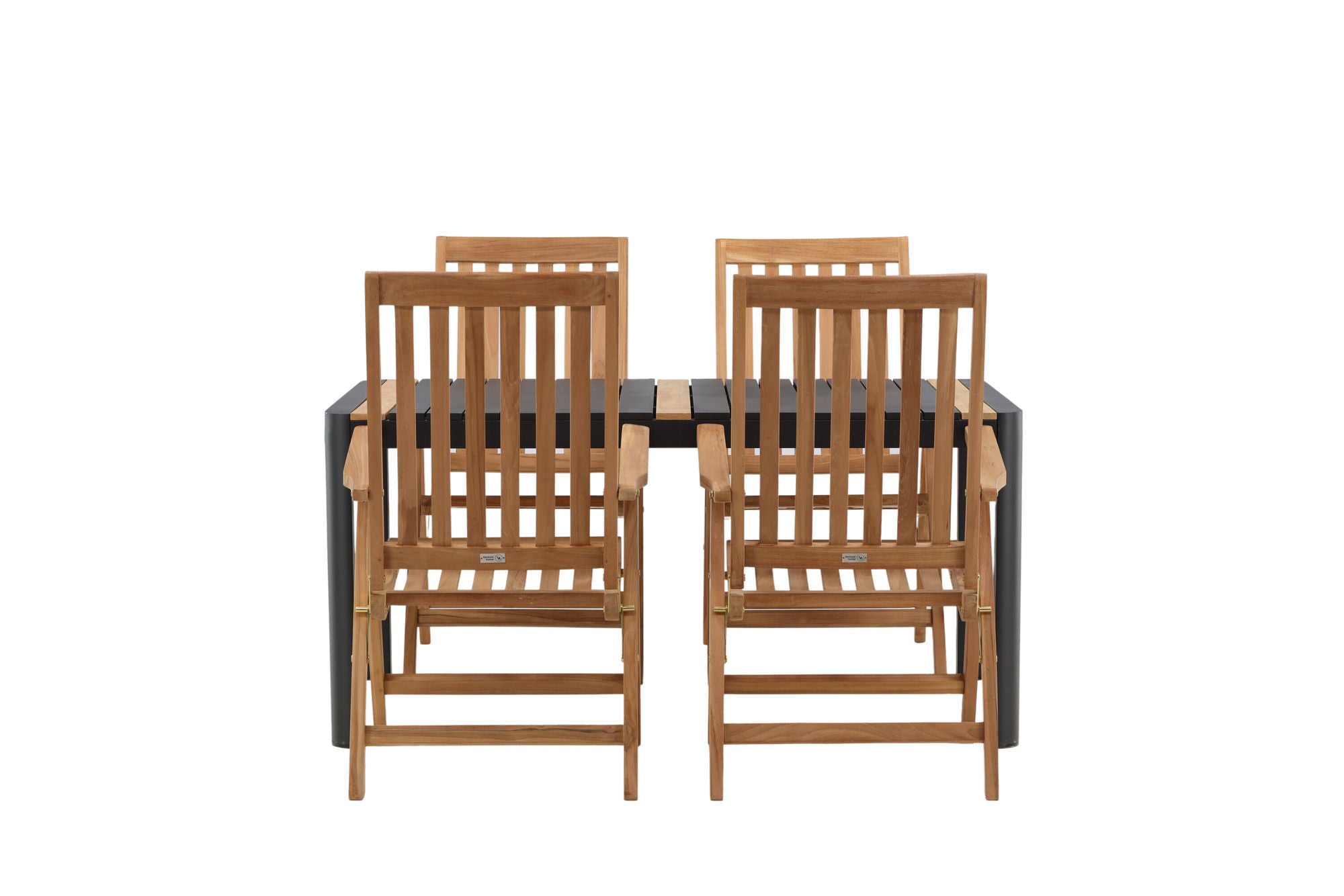 Venture Home Togo - spisebord- Black / Teak - Allu / Teak - 150*100 _1+ Kenya 5-position Folding stol - Teak _4