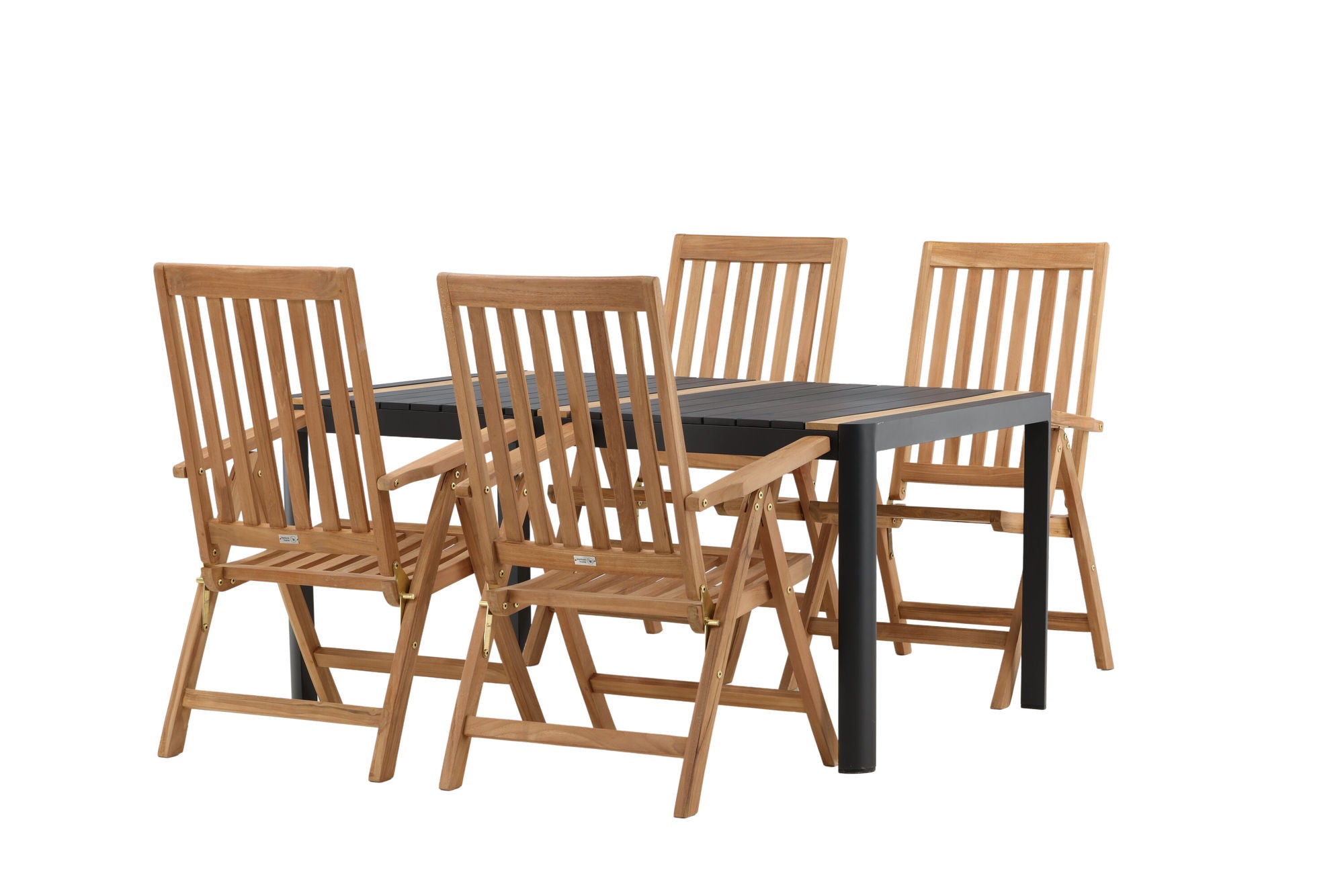 Venture Home Togo - spisebord- Black / Teak - Allu / Teak - 150*100 _1+ Kenya 5-position Folding stol - Teak _4