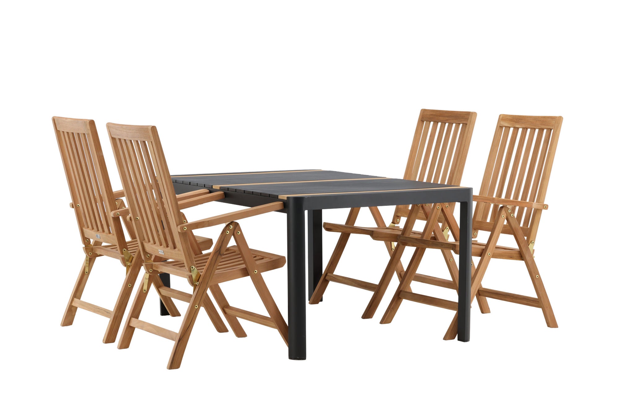 Venture Home Togo - spisebord- Black / Teak - Allu / Teak - 150*100 _1+ Kenya 5-position Folding stol - Teak _4