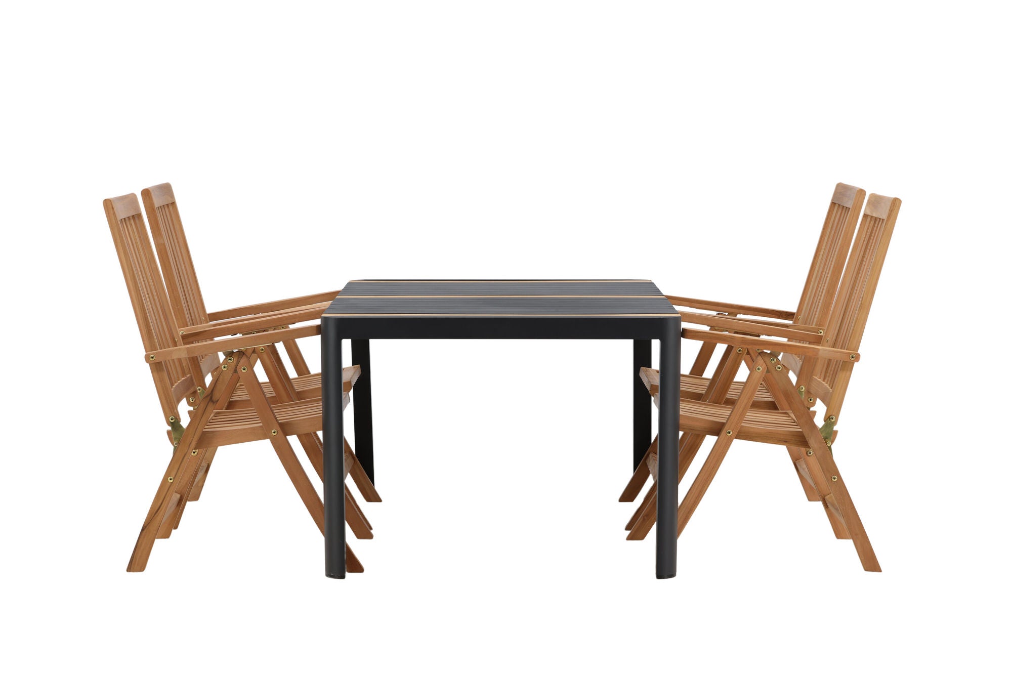 Venture Home Togo - spisebord- Black / Teak - Allu / Teak - 150*100 _1+ Kenya 5-position Folding stol - Teak _4