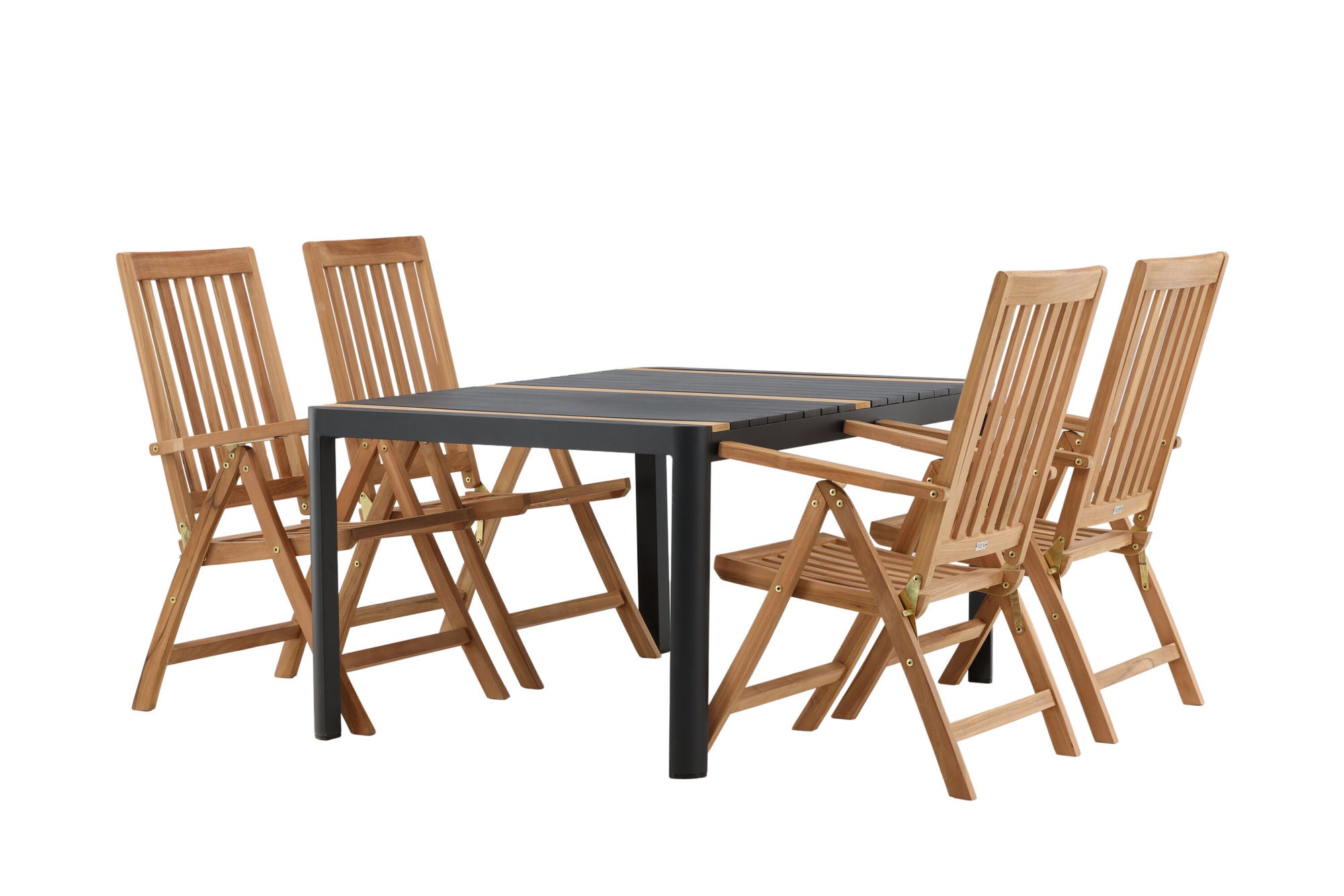 Venture Home Togo - spisebord- Black / Teak - Allu / Teak - 150*100 _1+ Kenya 5-position Folding stol - Teak _4