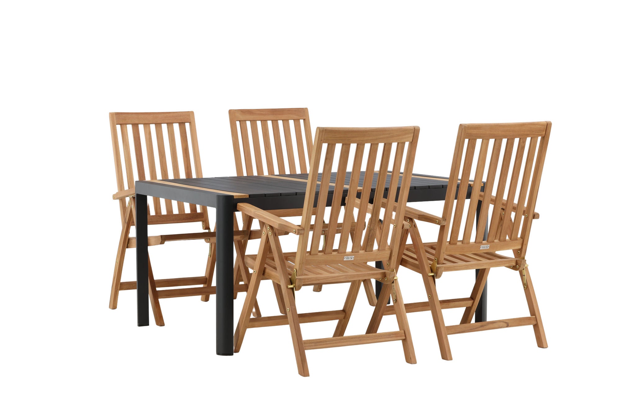 Venture Home Togo - spisebord- Black / Teak - Allu / Teak - 150*100 _1+ Kenya 5-position Folding stol - Teak _4
