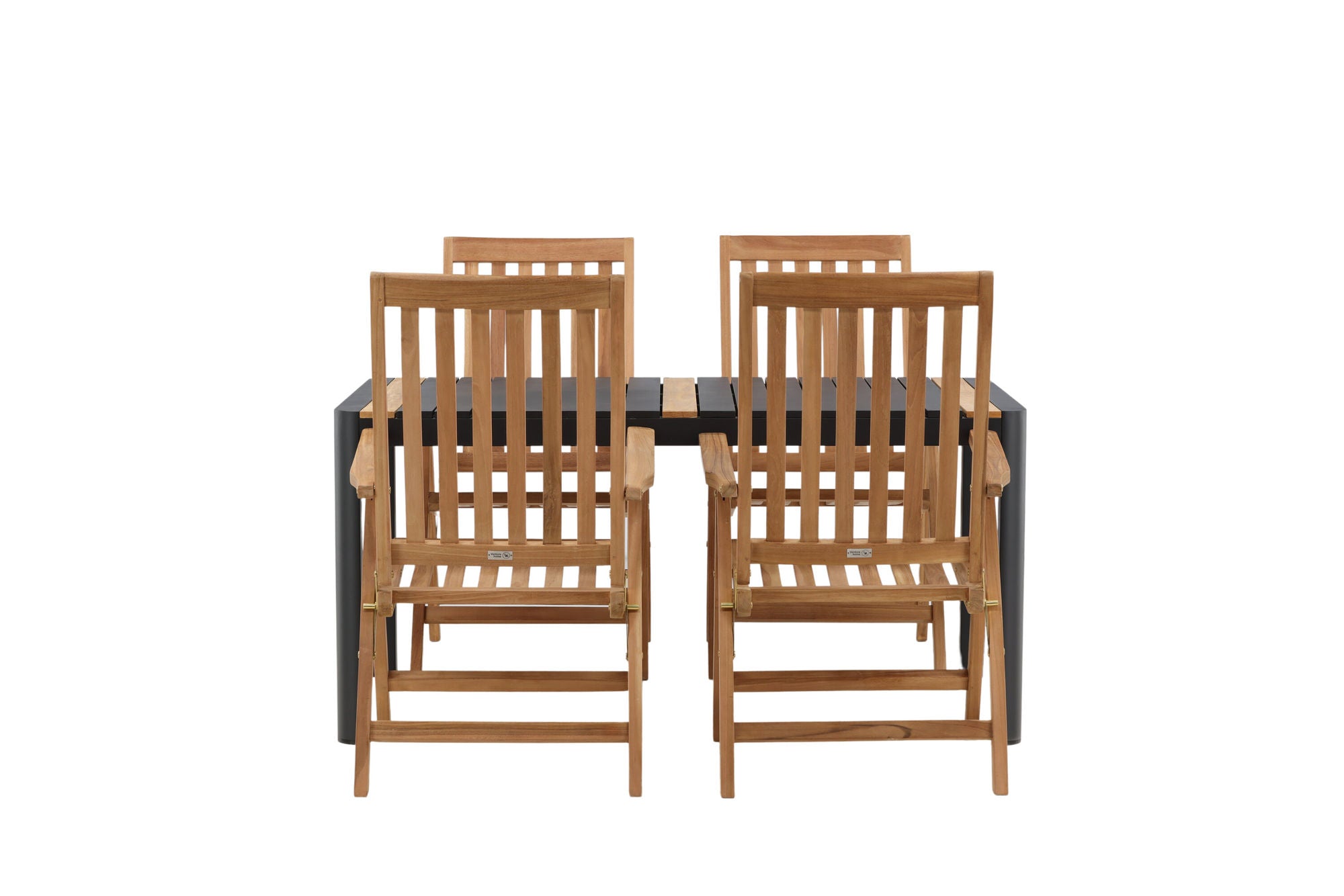 Venture Home Togo - spisebord- Black / Teak - Allu / Teak - 150*100 _1+ Kenya 5-position Folding stol - Teak _4