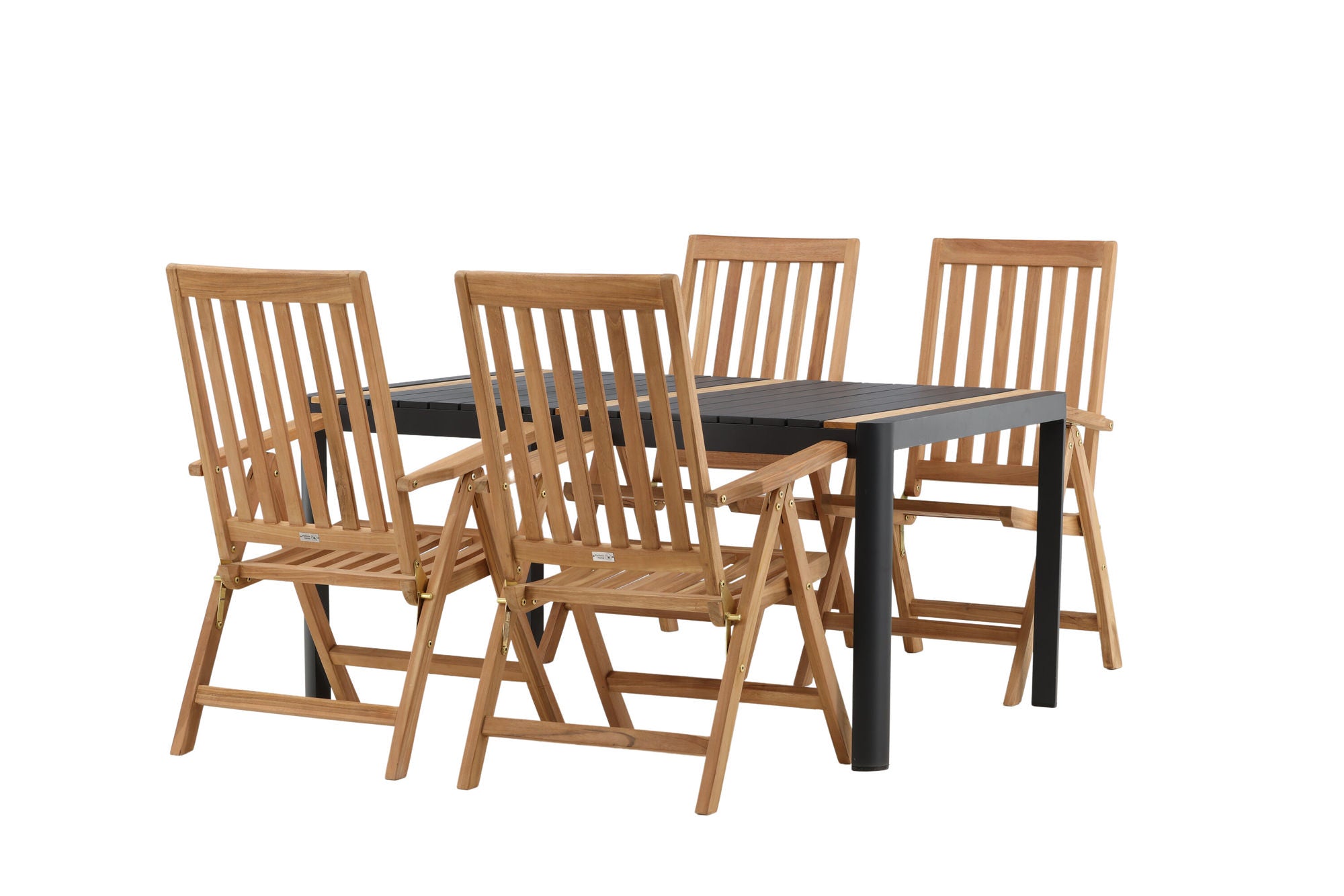Venture Home Togo - spisebord- Black / Teak - Allu / Teak - 150*100 _1+ Kenya 5-position Folding stol - Teak _4