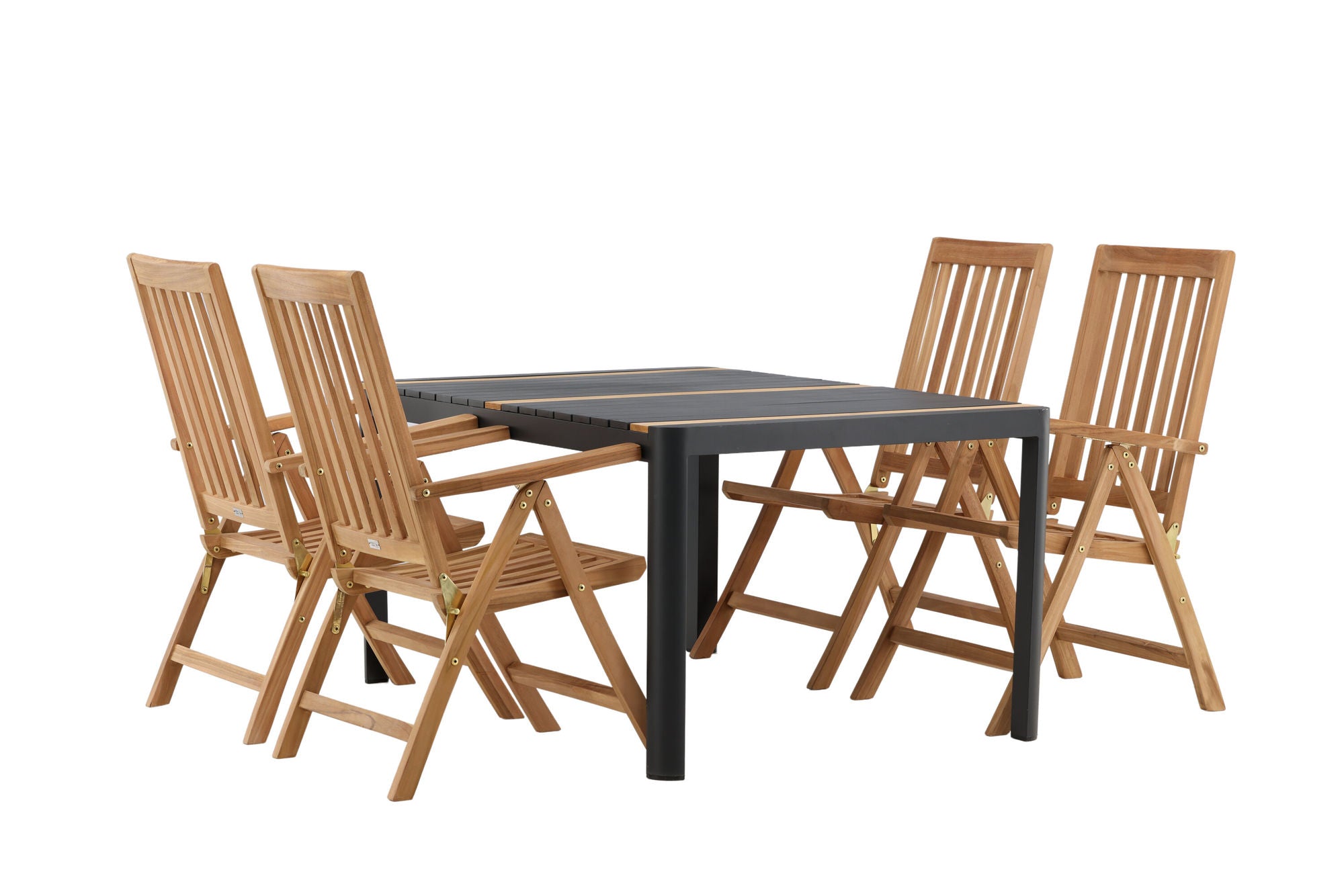 Venture Home Togo - spisebord- Black / Teak - Allu / Teak - 150*100 _1+ Kenya 5-position Folding stol - Teak _4
