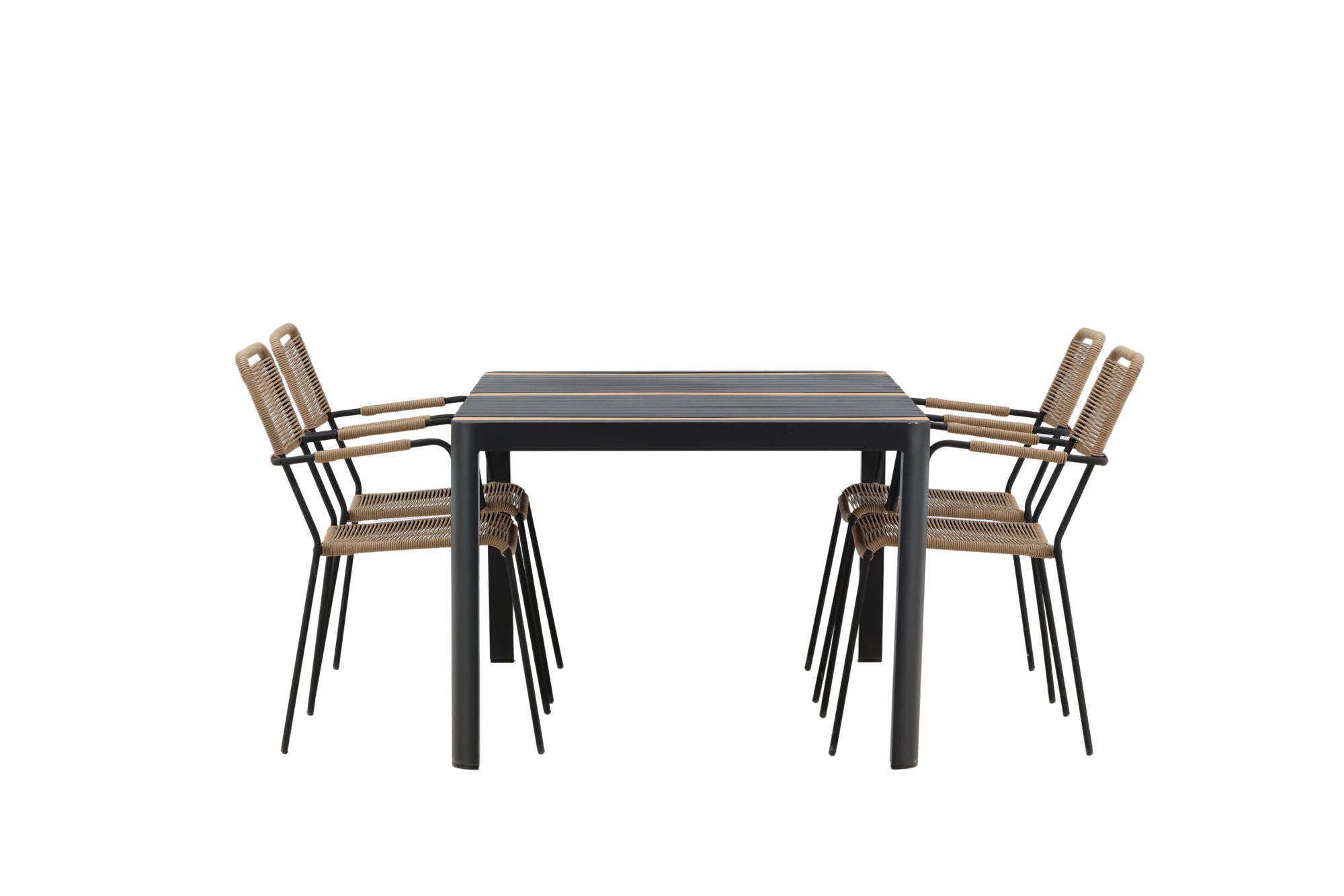 Venture Home Togo - spisebord- Black / Teak - Allu / Teak - 150*100 _1+ Lindos - Armchair - Black Alu / Latte Rope _4