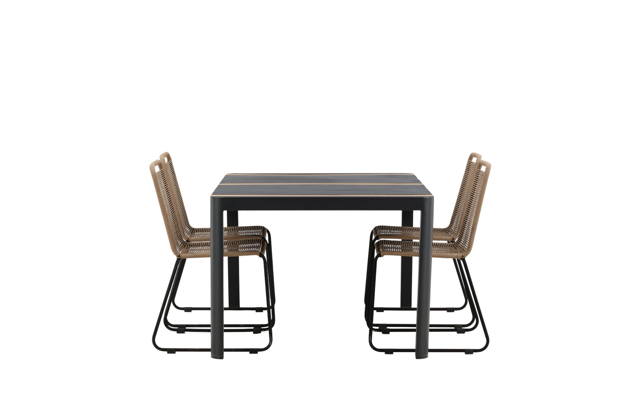 Venture Home Togo - spisebord- Black / Teak - Allu / Teak - 150*100 _1+ Lindos Stacking stol - Black Alu / Latte Rope _4