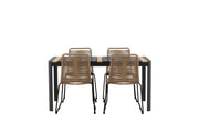 Venture Home Togo - spisebord- Black / Teak - Allu / Teak - 150*100 _1+ Lindos Stacking stol - Black Alu / Latte Rope _4