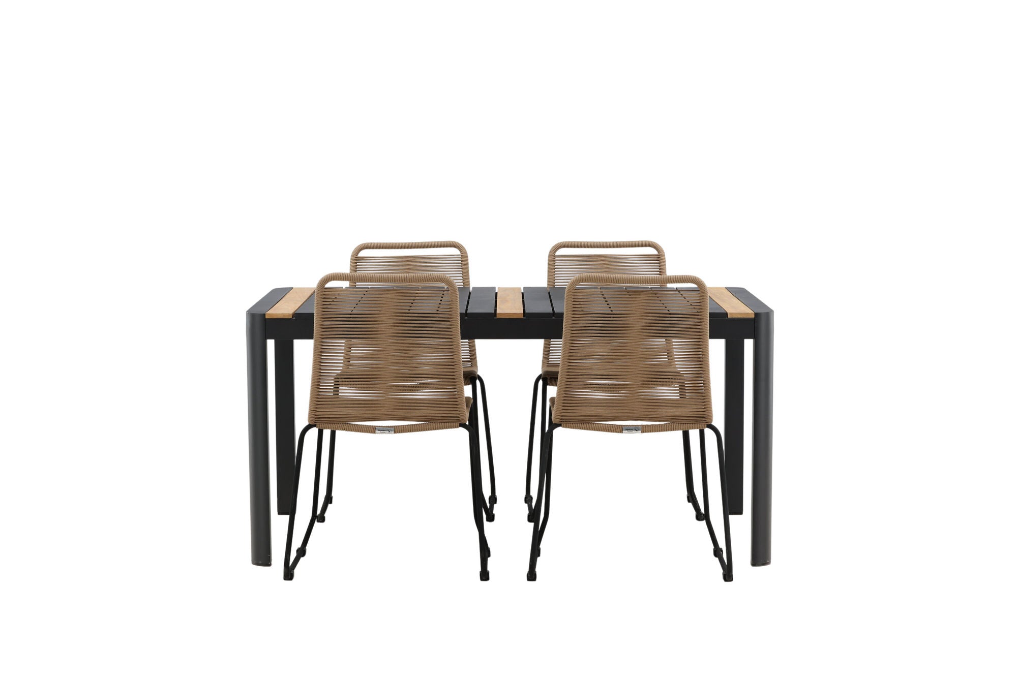 Venture Home Togo - spisebord- Black / Teak - Allu / Teak - 150*100 _1+ Lindos Stacking stol - Black Alu / Latte Rope _4
