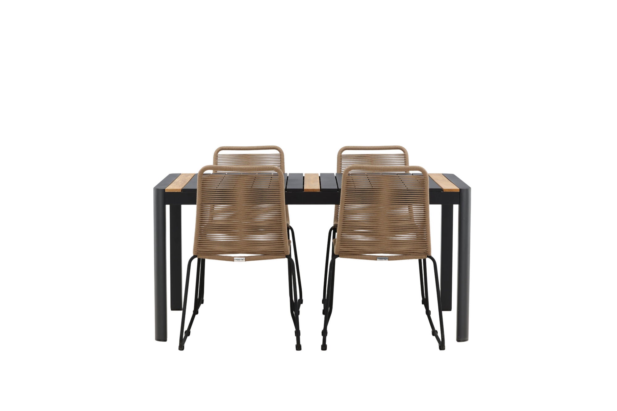 Venture Home Togo - spisebord- Black / Teak - Allu / Teak - 150*100 _1+ Lindos Stacking stol - Black Alu / Latte Rope _4